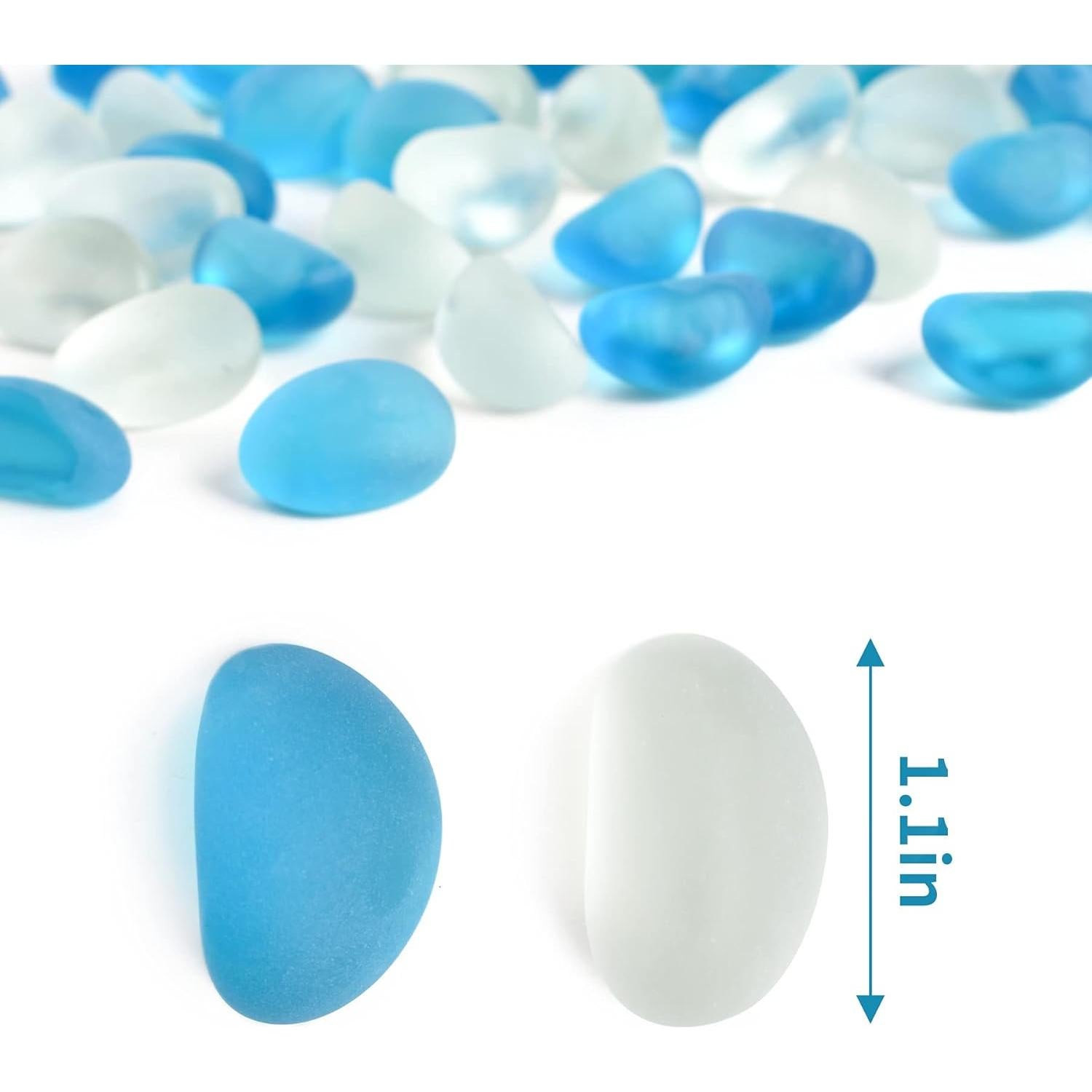 Canicas de Vidrio Esmerilado LUEYAO 60 Piezas Azul y Blanco