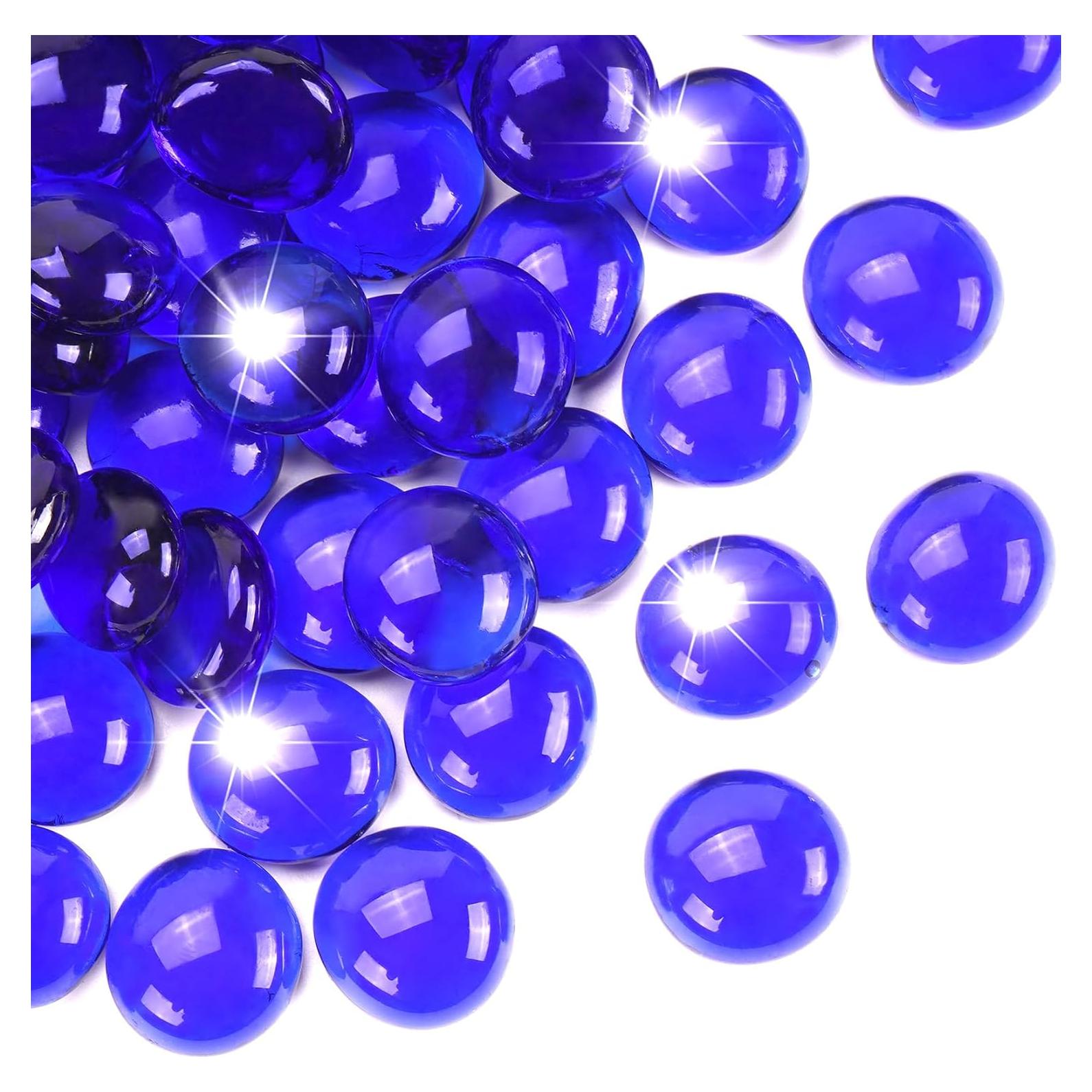5LB Cobalt Blue Flat Glass Marbles for Vases, Gemstone Beads Vase Filler Decorative Glass Pebbles for Fish Tank, DIY Crafts, Aquarium Decor Rocks
