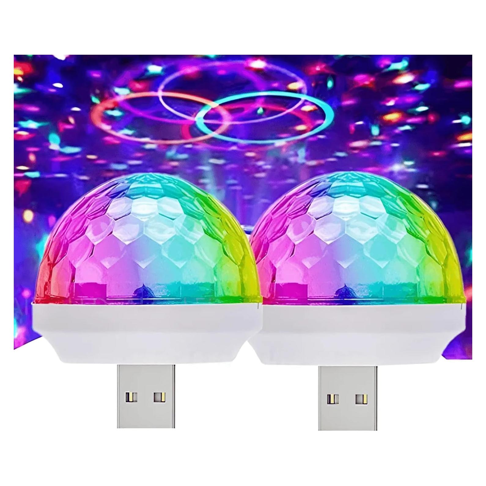 Luz Disco Mini USB Soseelnee RGB Activada por Sonido 2 Pcs