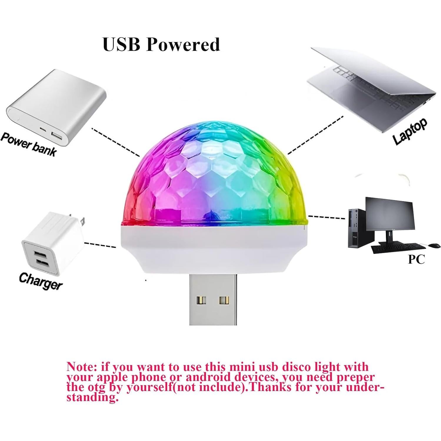 Luz Disco Mini USB Soseelnee RGB Activada por Sonido 2 Pcs