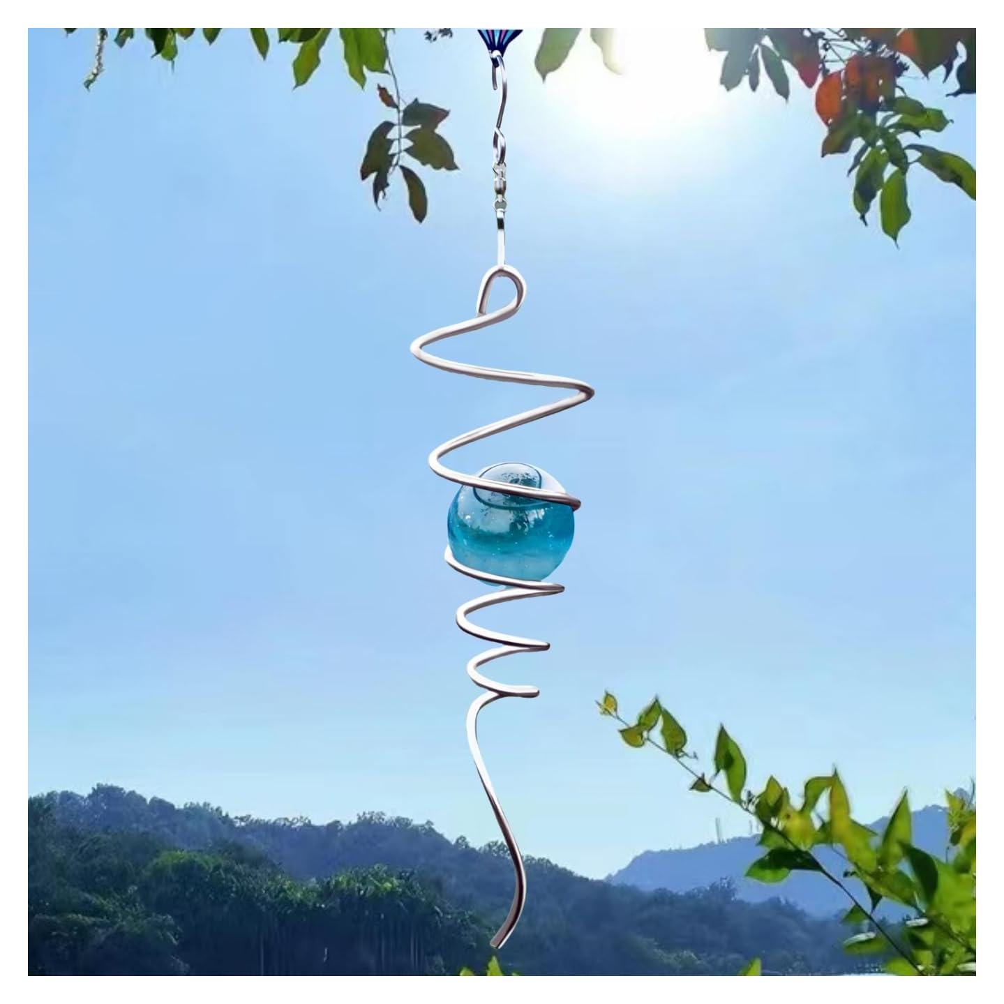 Girador de Viento Cinético FENELY con Cola Espiral y Esfera de Cristal