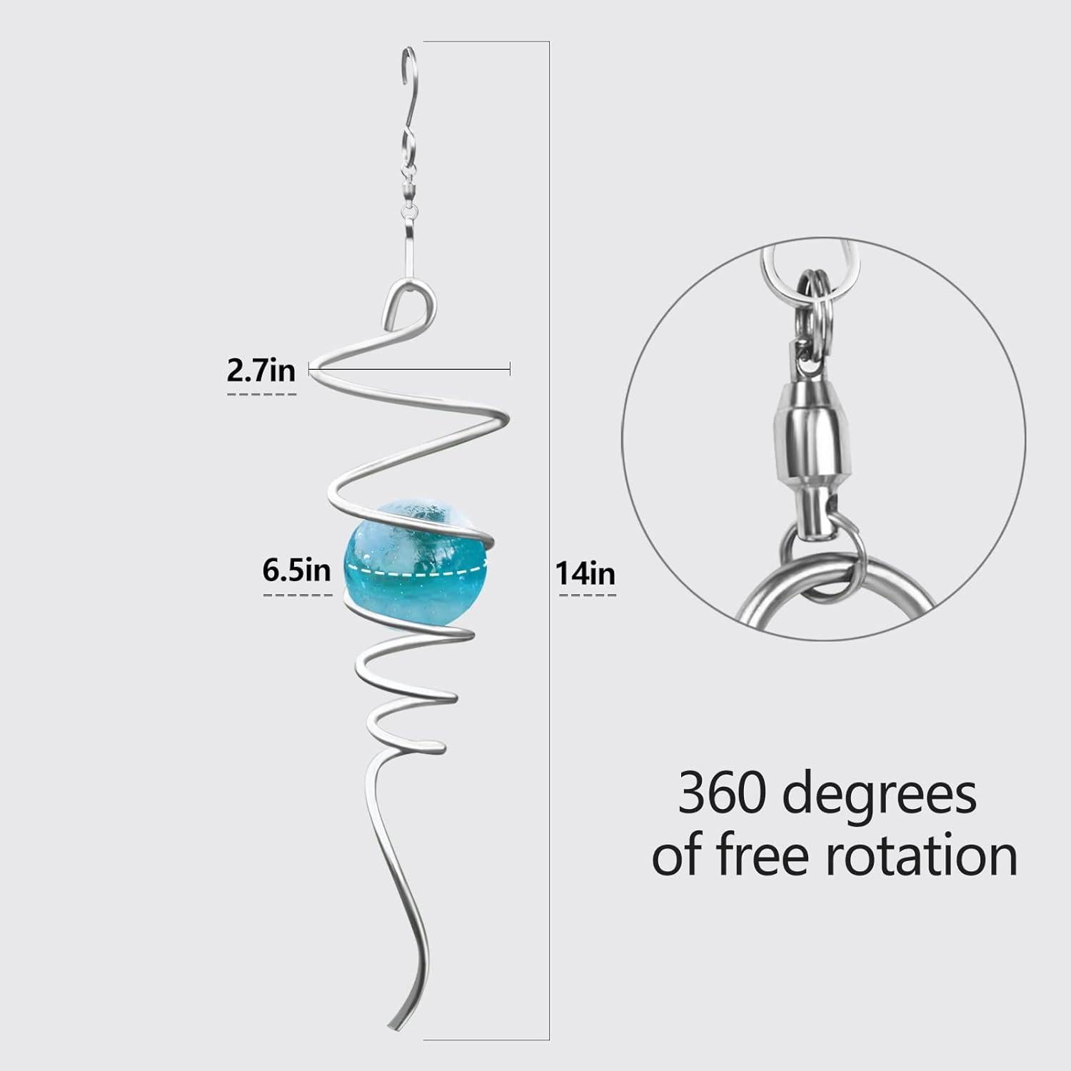 Girador de Viento Cinético FENELY con Cola Espiral y Esfera de Cristal