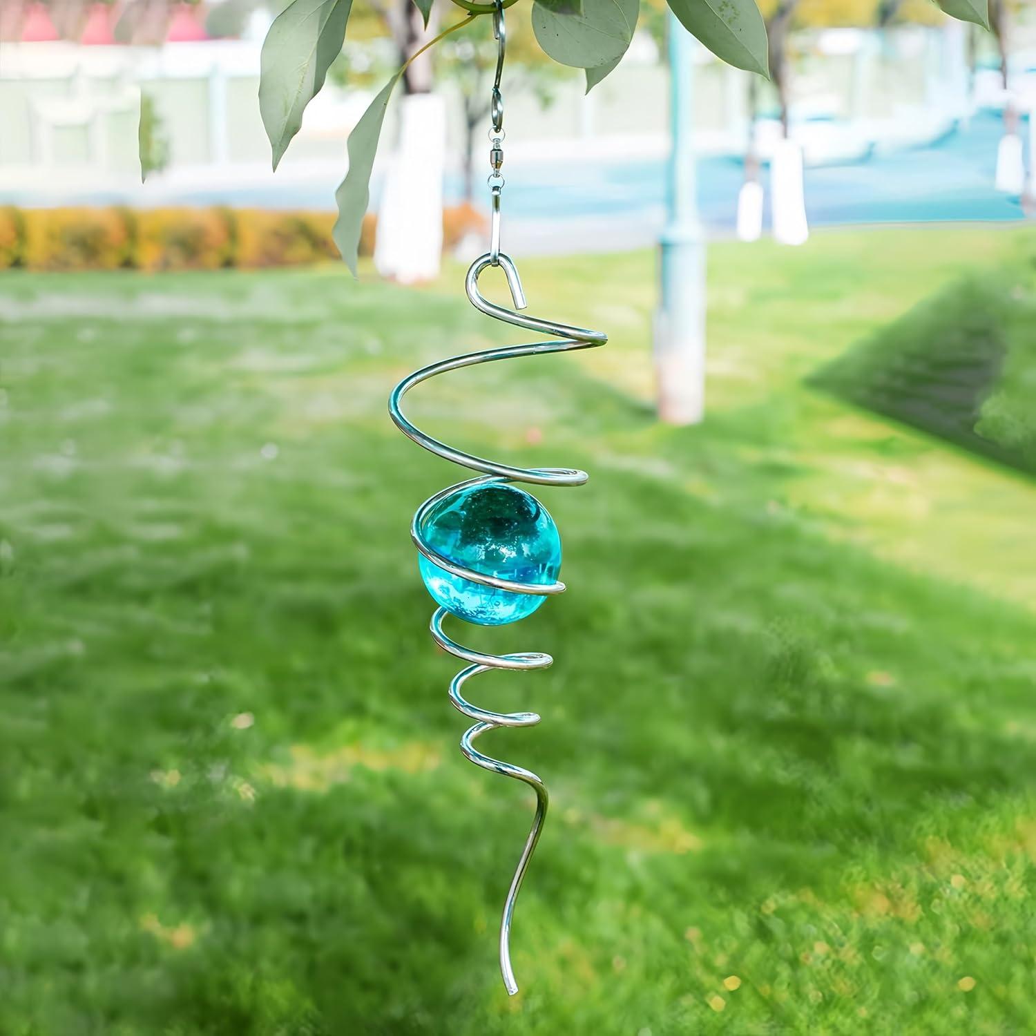 Girador de Viento Cinético FENELY con Cola Espiral y Esfera de Cristal