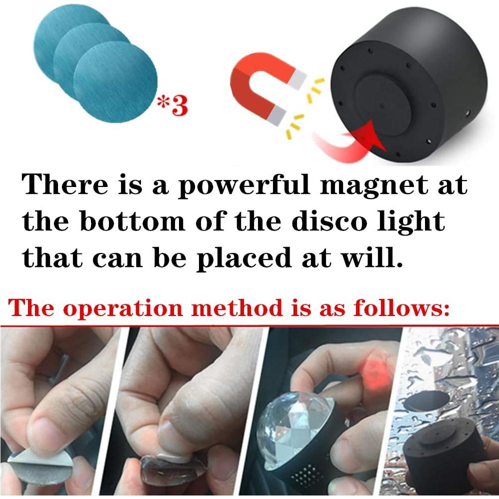 Mini Luz Disco LED Baoxr Activada por Voz 3W Magnética