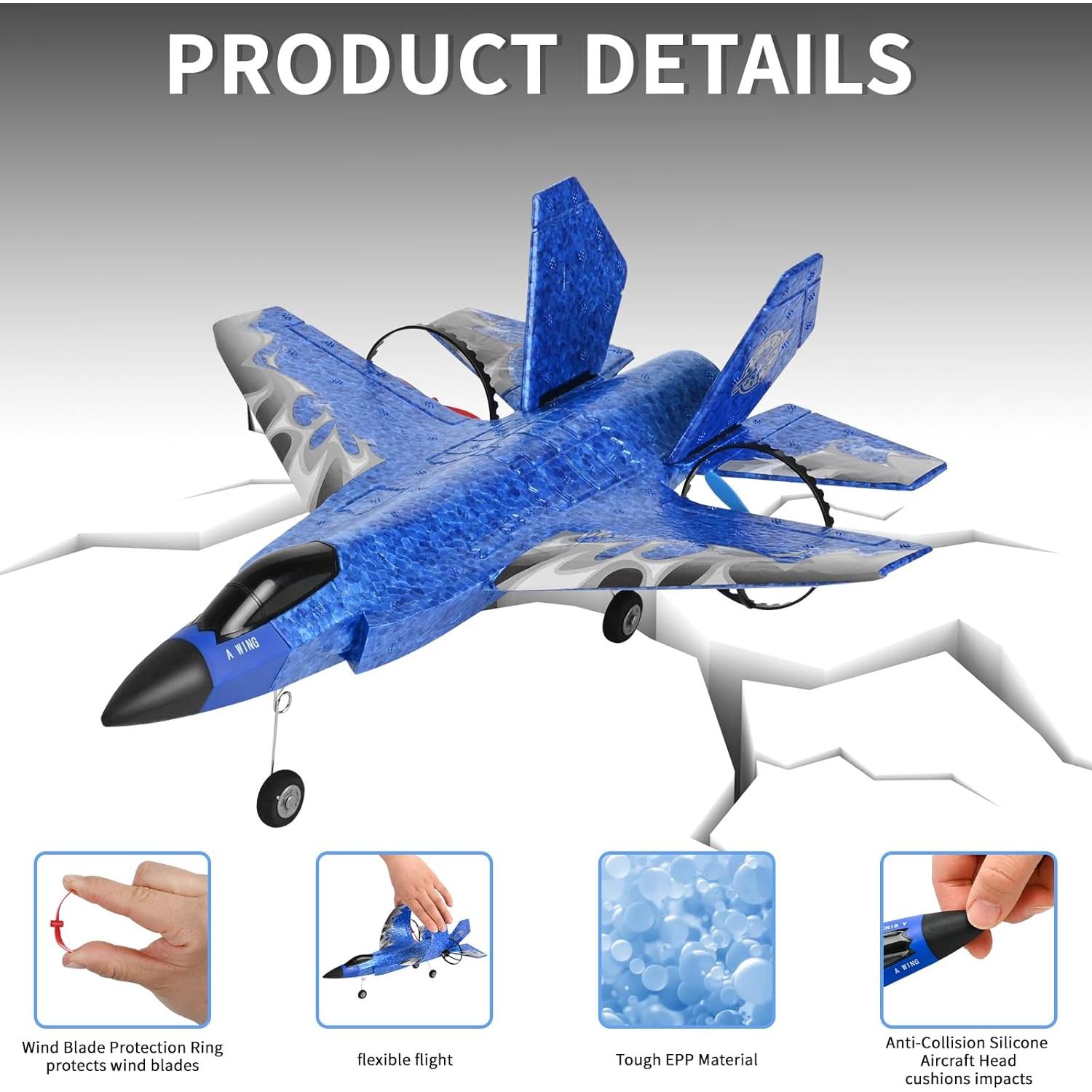 Avión RC Gordengdy F35 2CH con Giroscopio y 2 Baterías