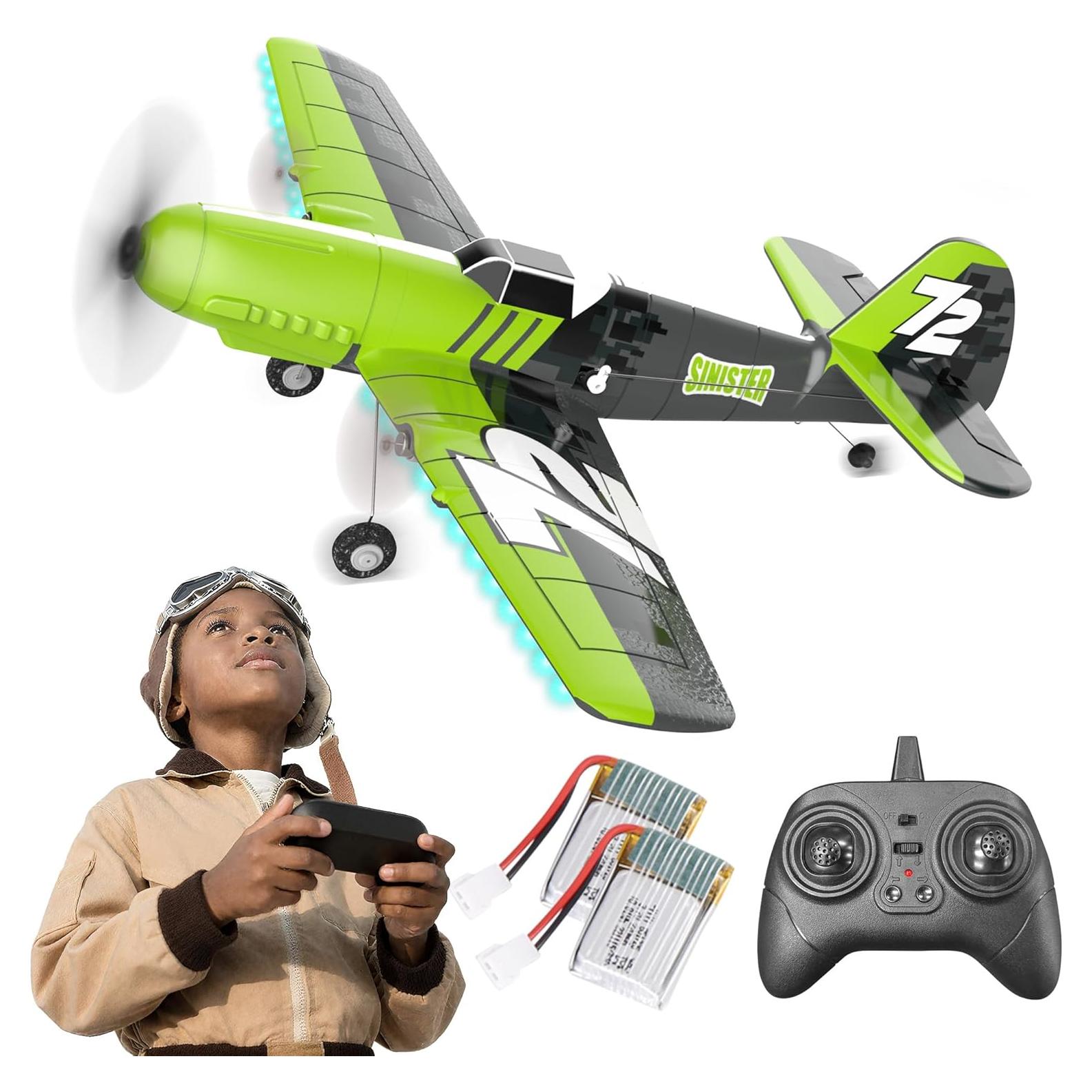 Avión RC Bezgar Z61 Verde con Giroscopio y Luces LED