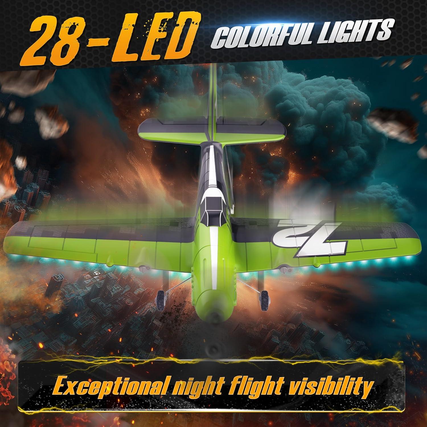 Avión RC Bezgar Z61 Verde con Giroscopio y Luces LED