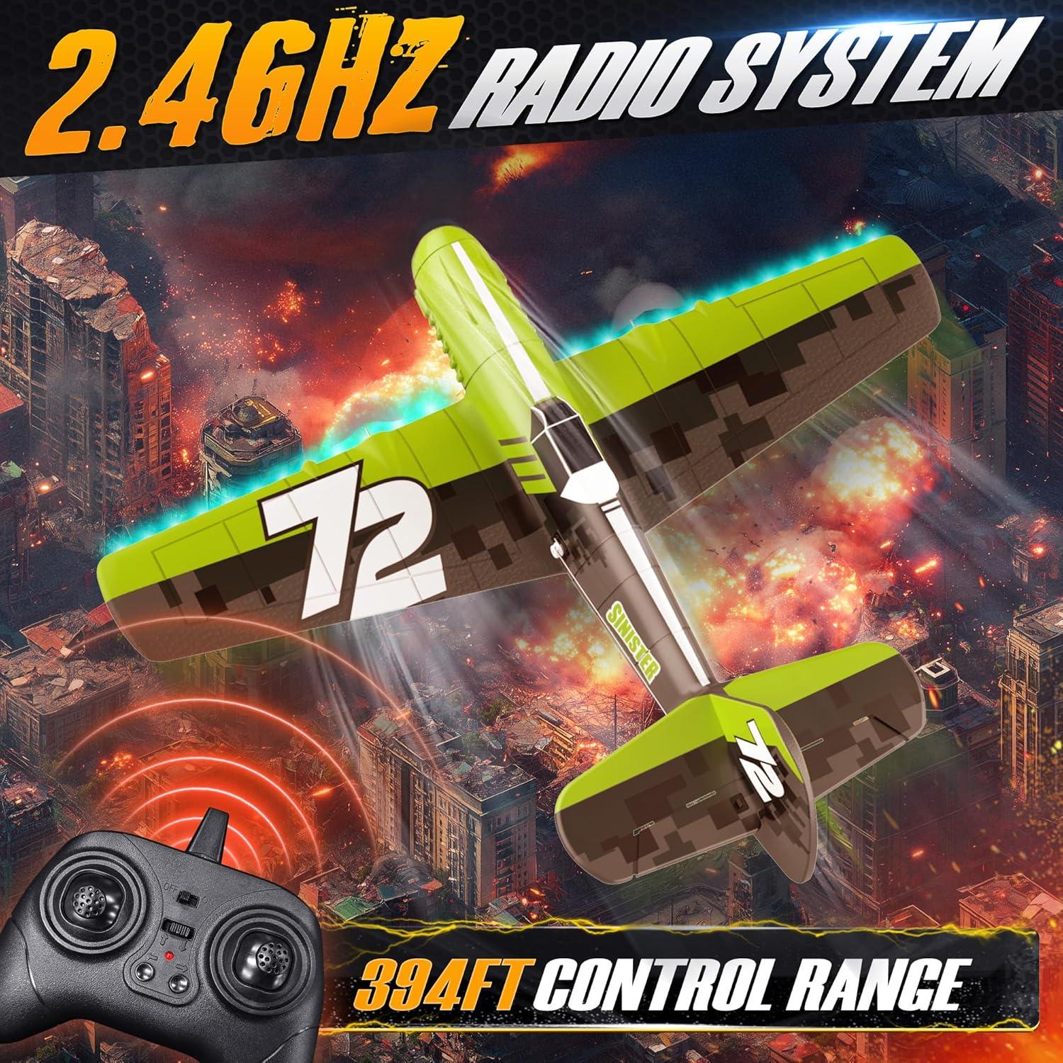 Avión RC Bezgar Z61 Verde con Giroscopio y Luces LED