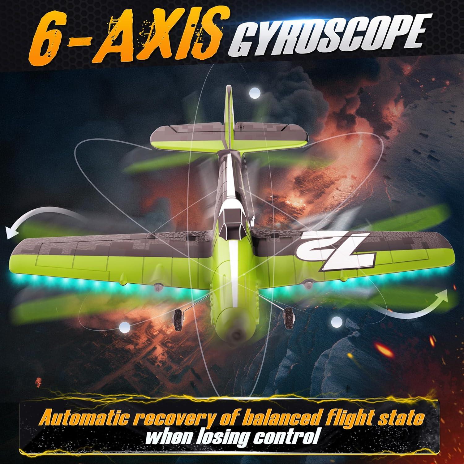 Avión RC Bezgar Z61 Verde con Giroscopio y Luces LED