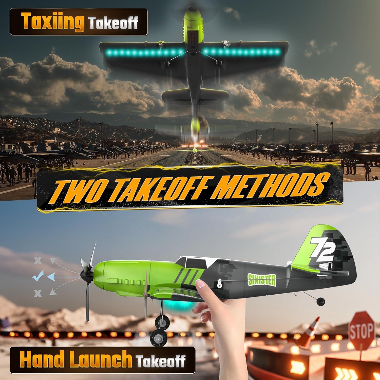 Avión RC Bezgar Z61 Verde con Giroscopio y Luces LED