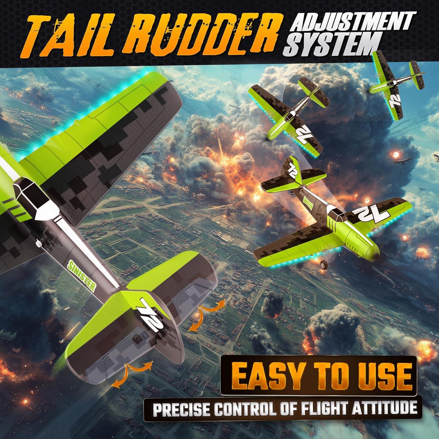 Avión RC Bezgar Z61 Verde con Giroscopio y Luces LED