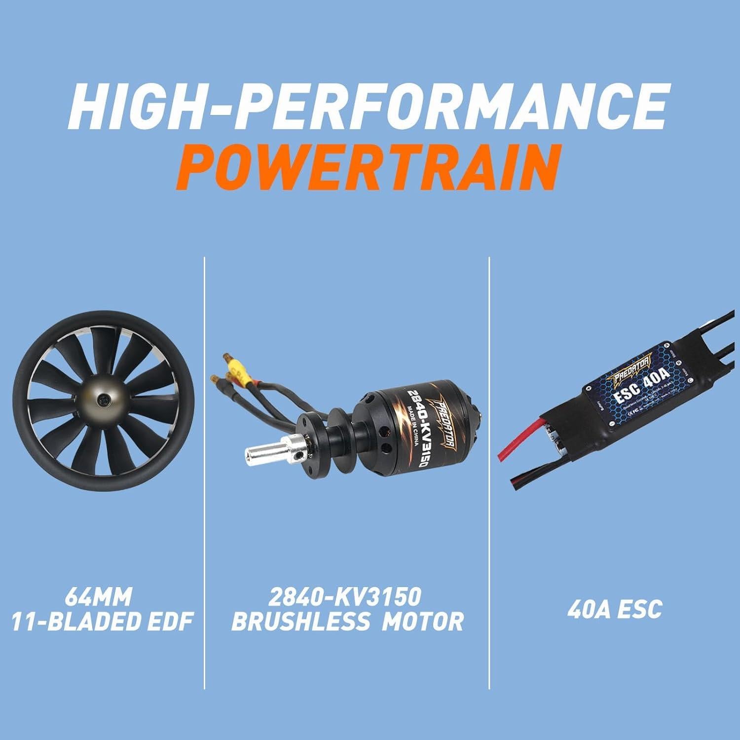 FMS Futura 64mm Jet Deportivo RC Amarillo para Principiantes