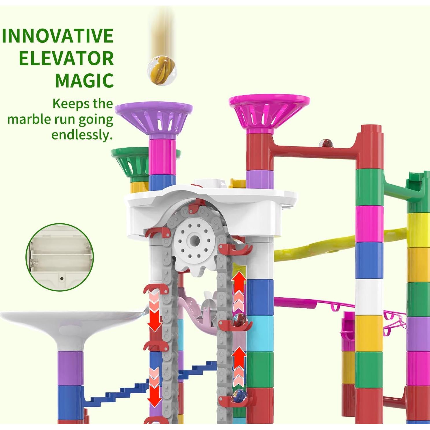 Carrera de Canicas Motorizada KERUVOTA 220 Pcs con Elevador