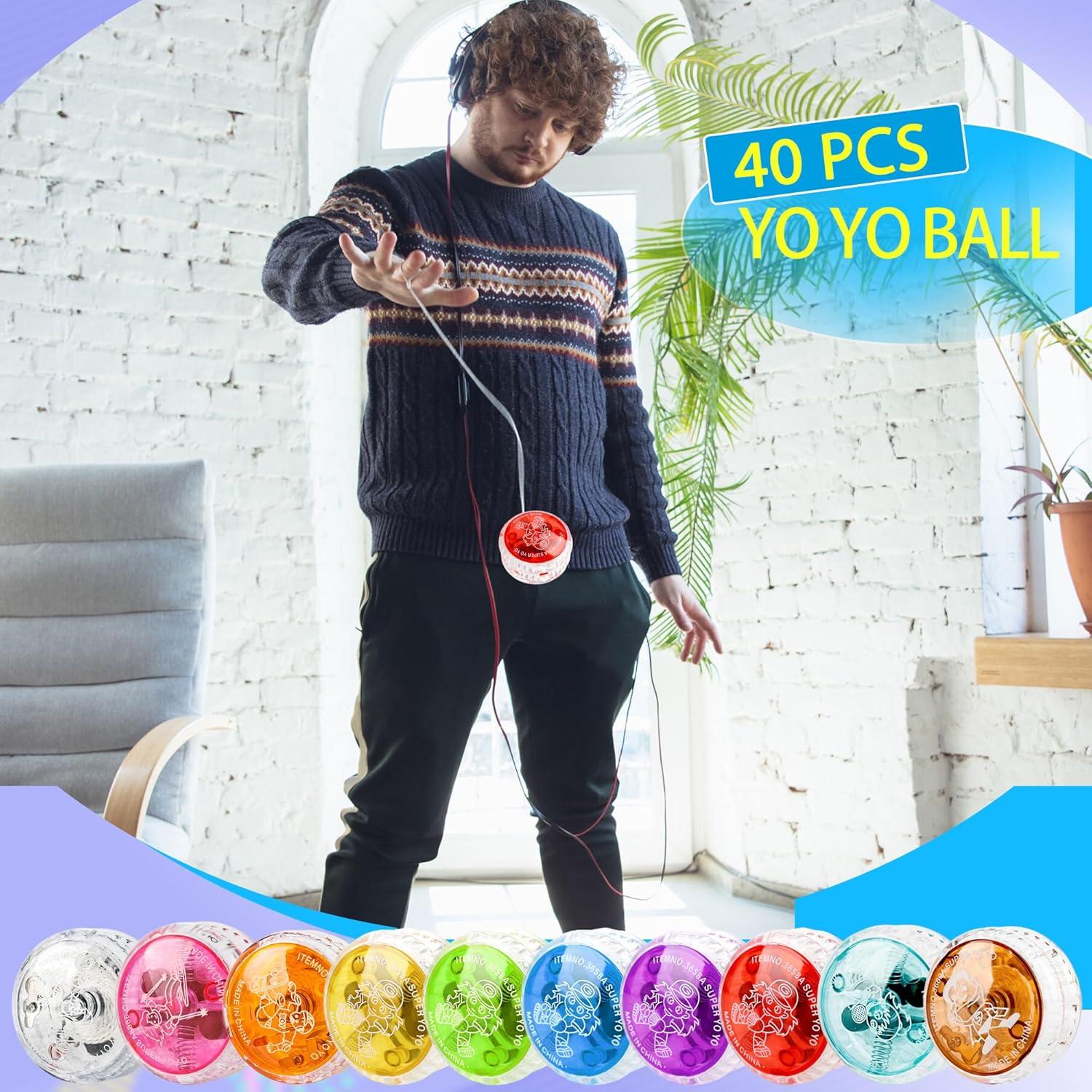 40 Pelotas Yo-Yo Coloridas con Luz LED Flahard para Niños