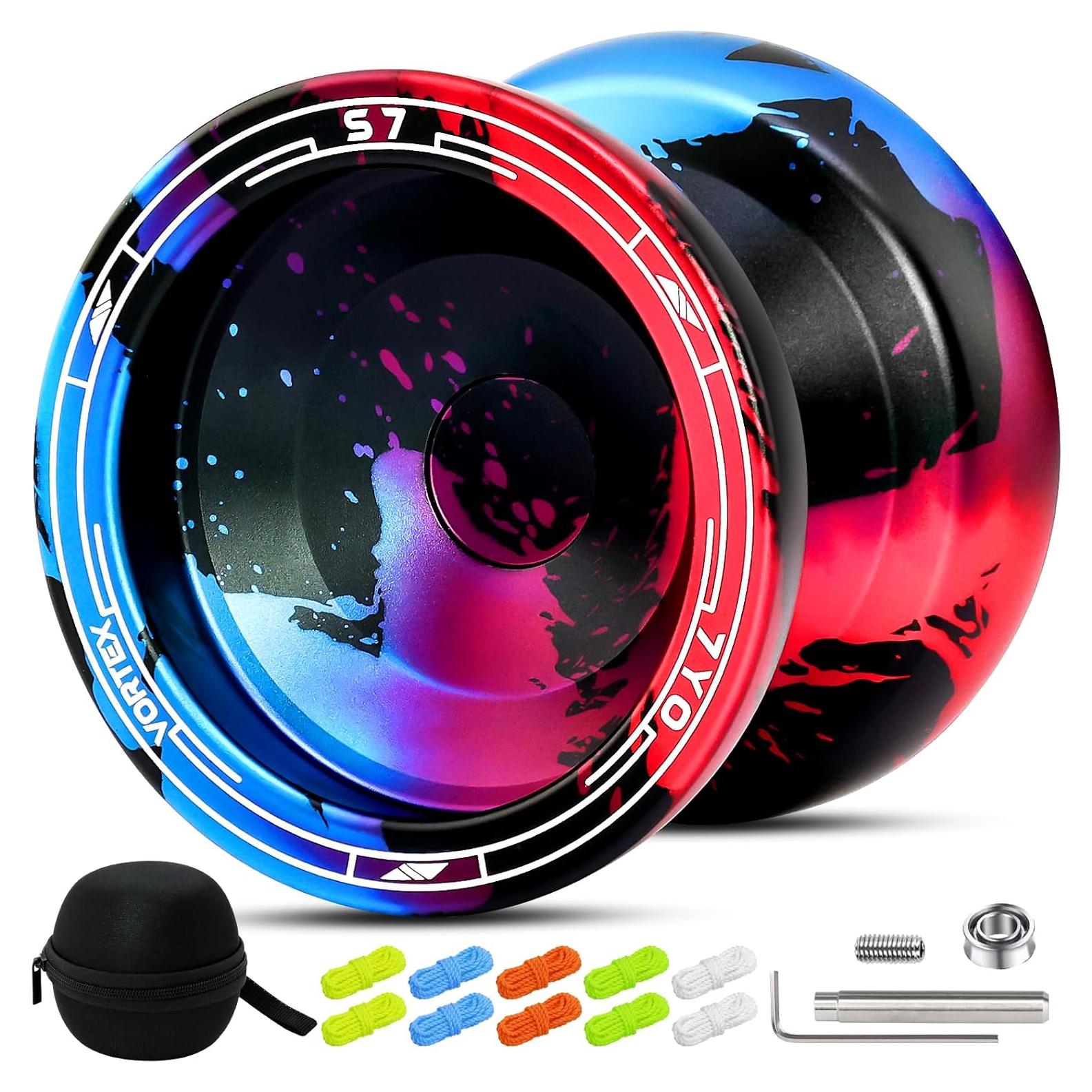 Yoyo S7 Profesional Doble Propósito 6061 Aluminio - Negro Azul Rojo