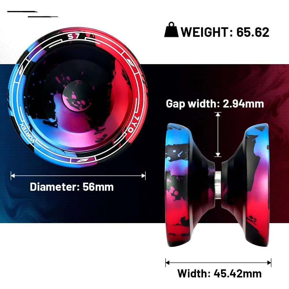 Yoyo S7 Profesional Doble Propósito 6061 Aluminio - Negro Azul Rojo