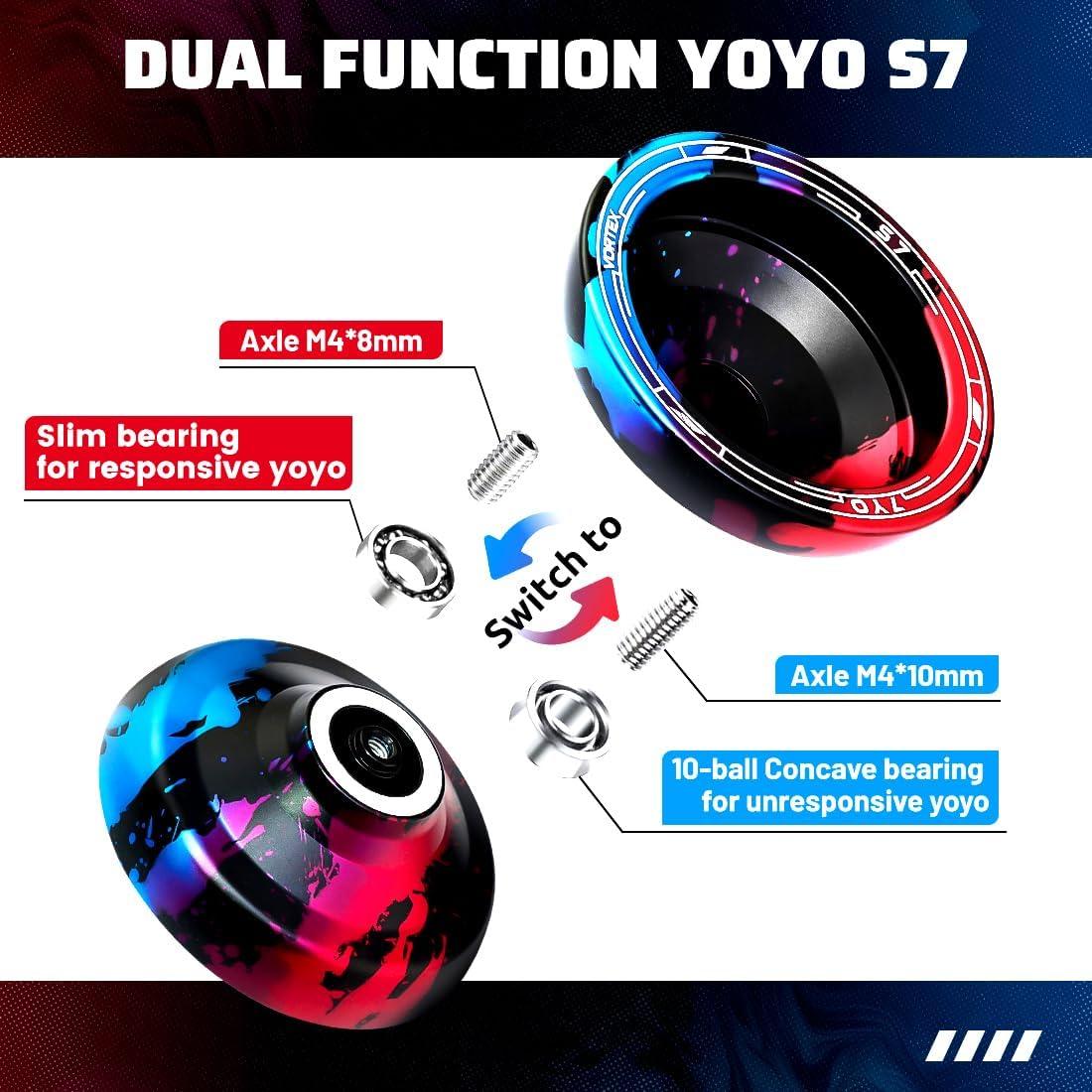 Yoyo S7 Profesional Doble Propósito 6061 Aluminio - Negro Azul Rojo