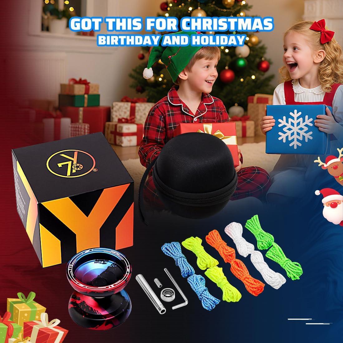 Yoyo S7 Profesional Doble Propósito 6061 Aluminio - Negro Azul Rojo