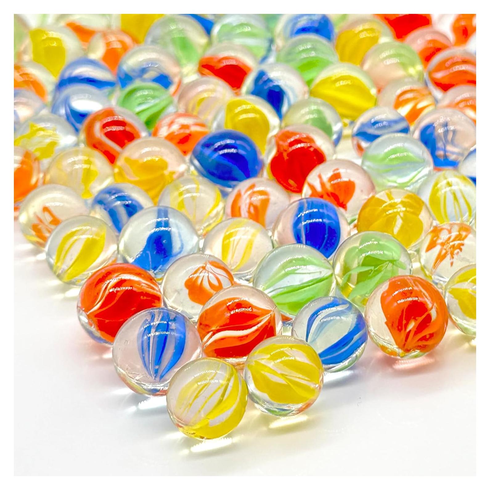 100 Canicas de Vidrio Lagincig - Mezcla 14mm y 16mm para Juegos