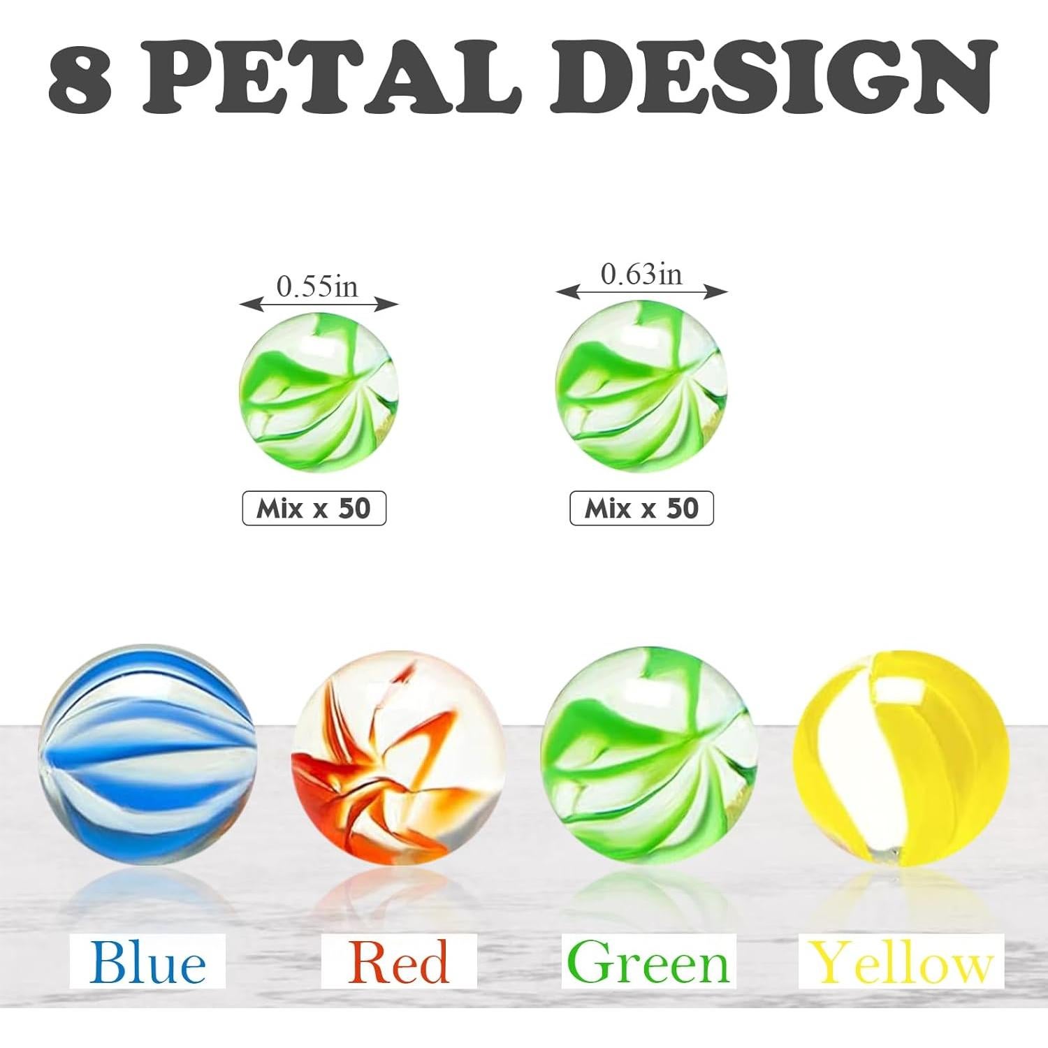 100 Canicas de Vidrio Lagincig - Mezcla 14mm y 16mm para Juegos