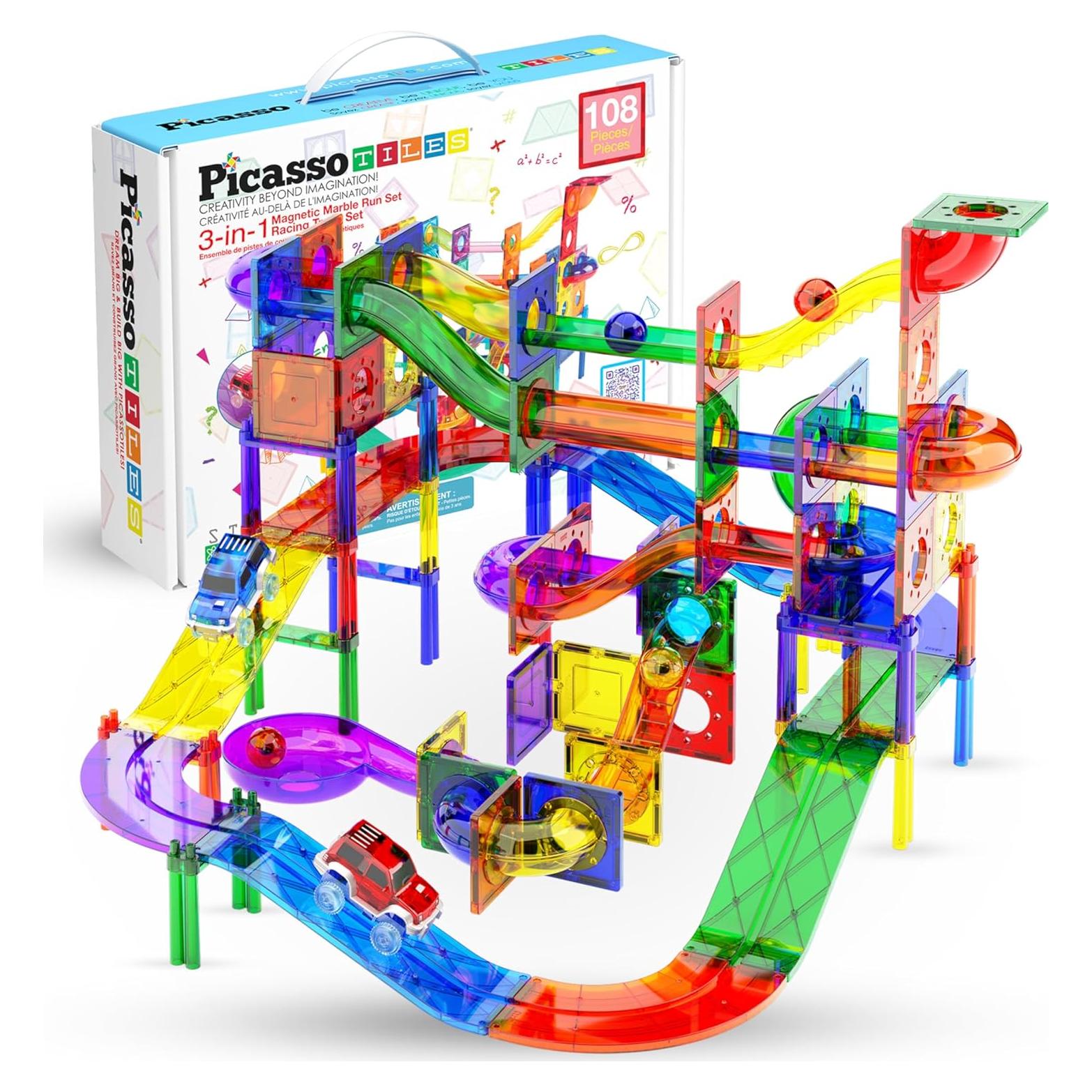 Set de Carreras de Canicas Magnéticas PicassoTiles 108 Piezas