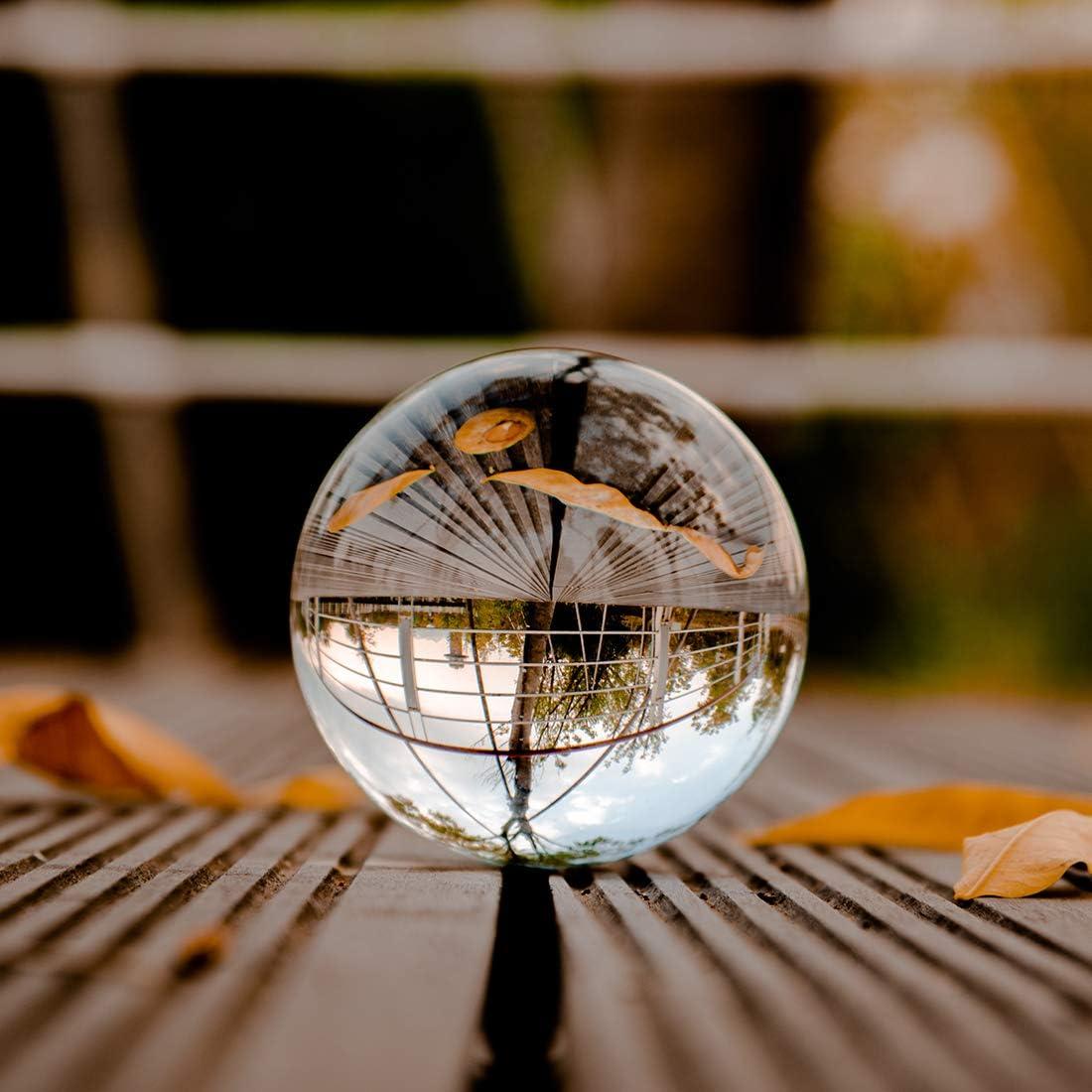 Bola de Cristal Clara 100mm LONGWIN con Soporte de Madera