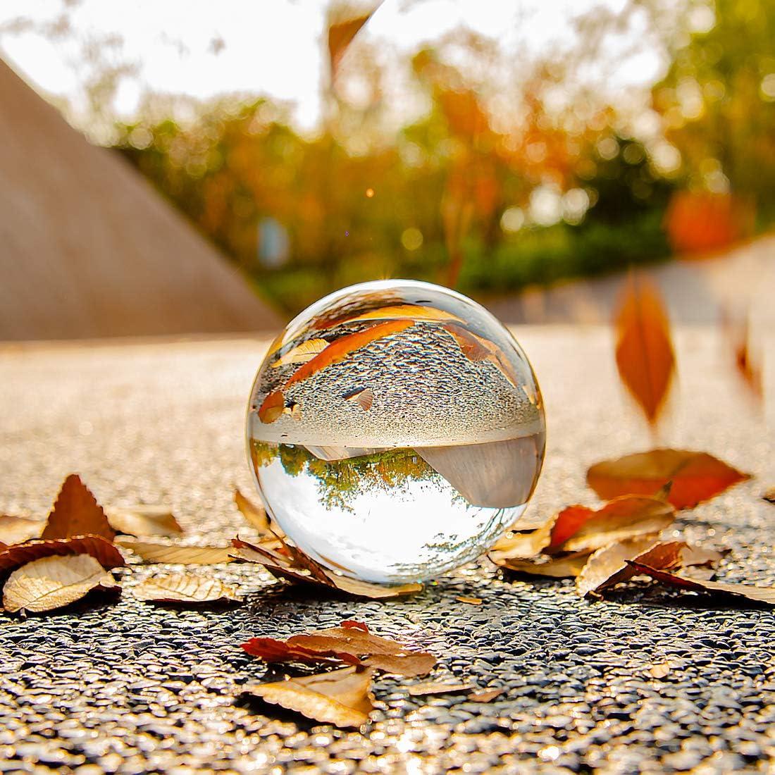 Bola de Cristal Clara 100mm LONGWIN con Soporte de Madera