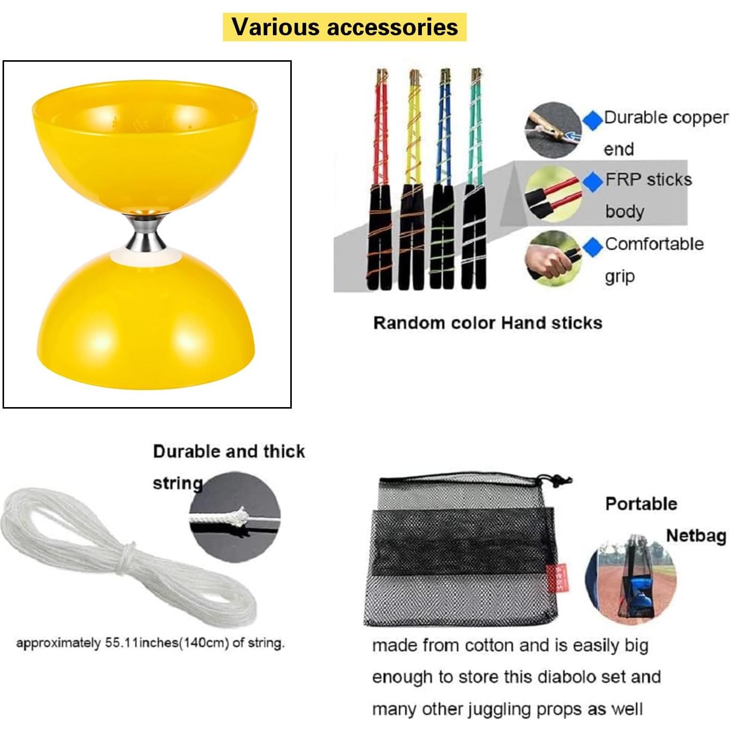 Juego de Diabolo Chino Erencook con Palos y Hilos - Azul