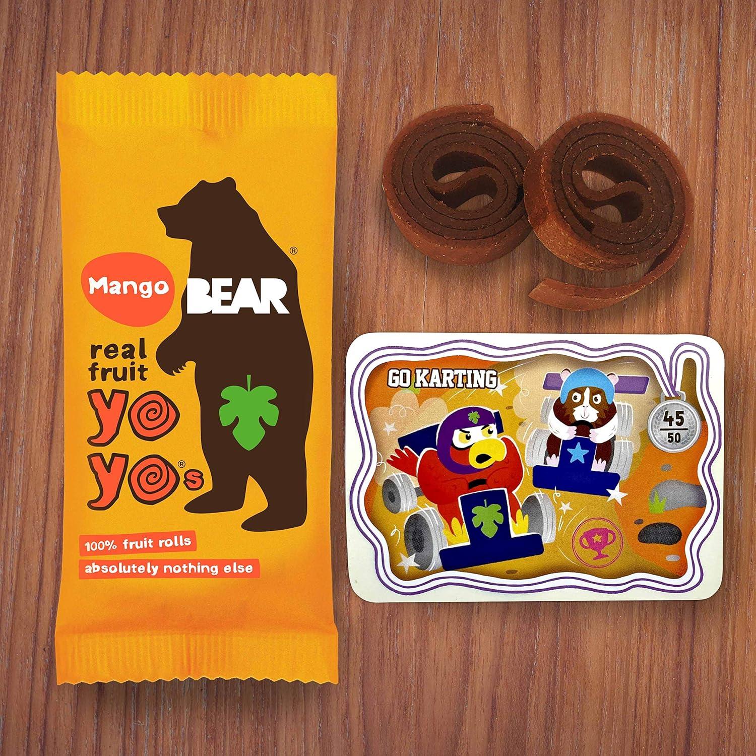 Yoyos de Fruta BEAR, Mango, 5 Rollos, Snack Saludable