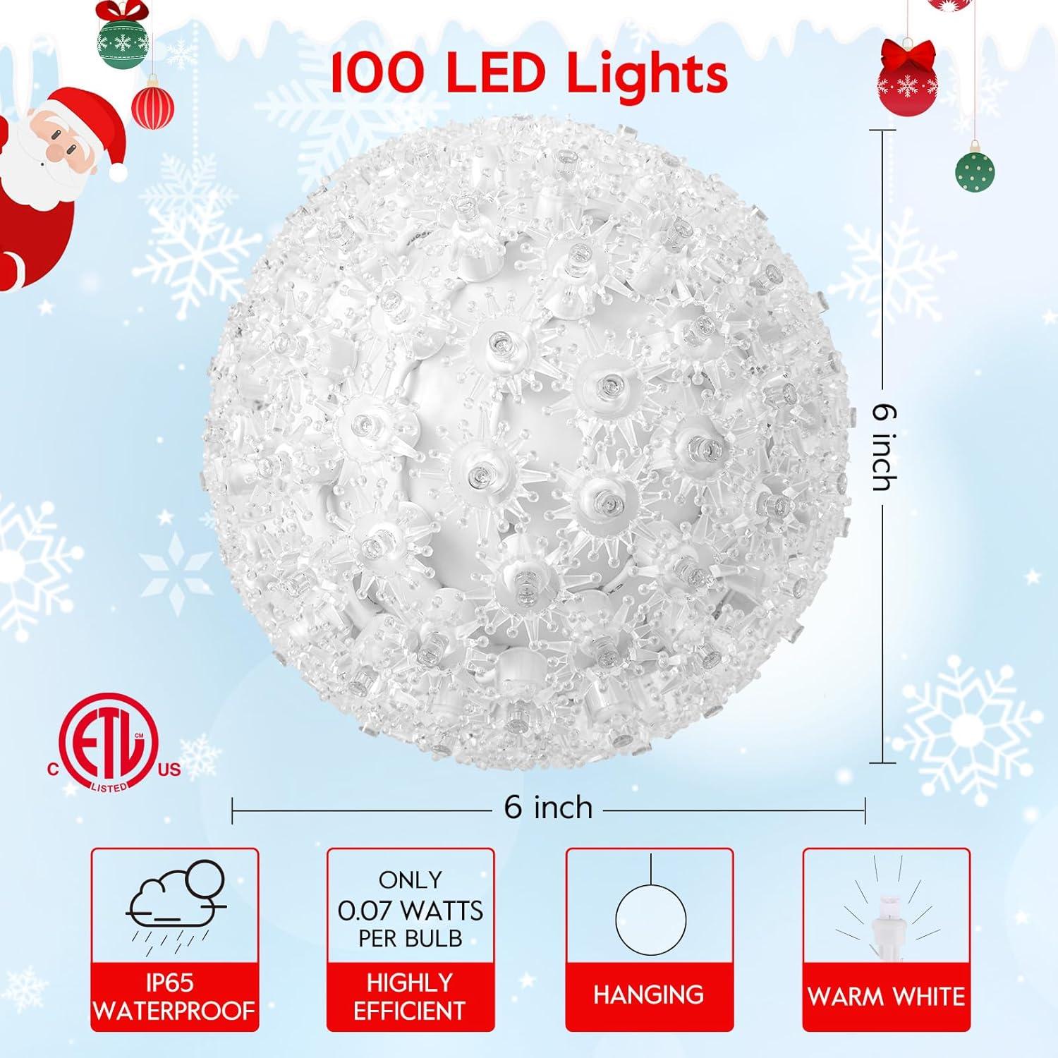 Esferas Iluminadas de Navidad Brightown 15.24 cm 100 LED IP65