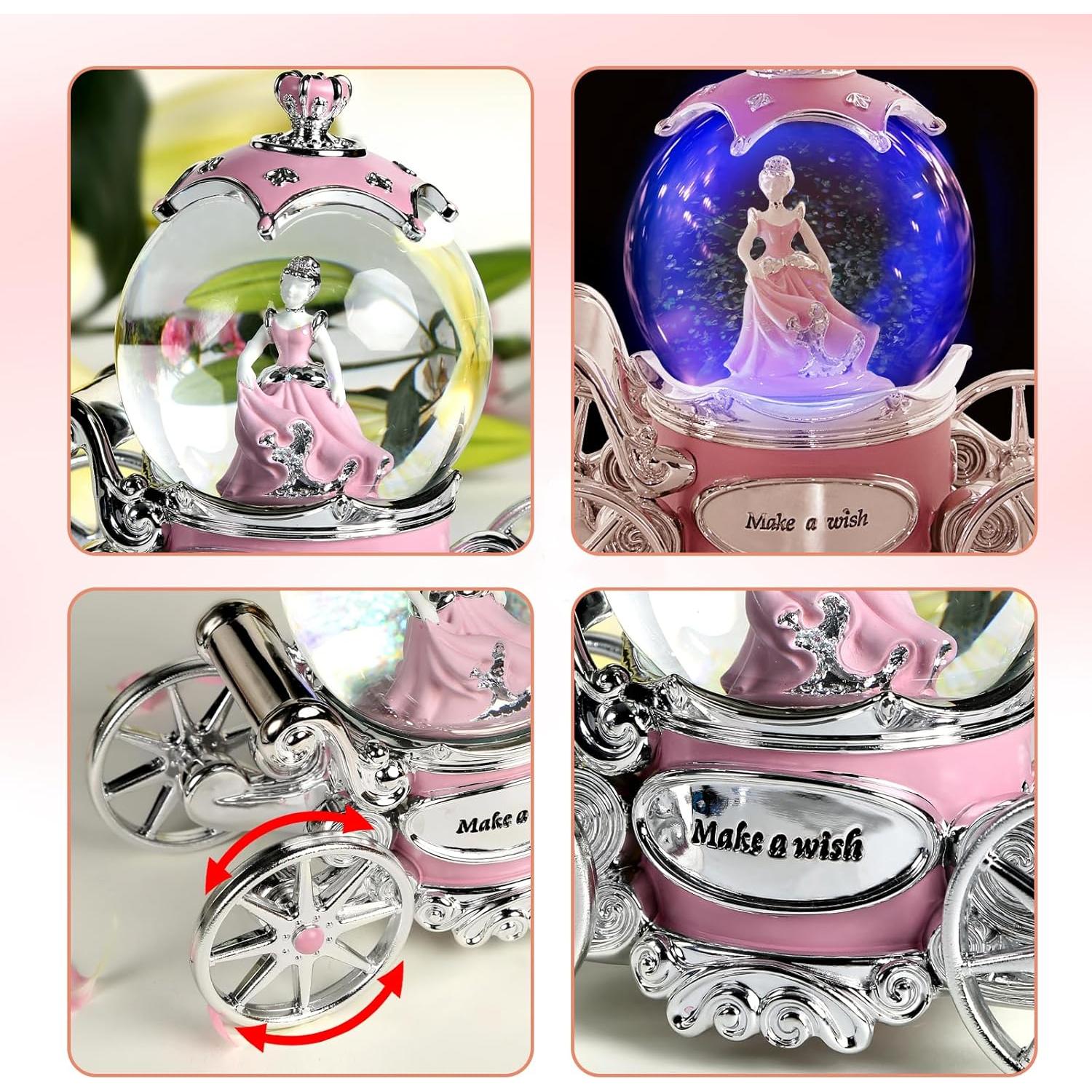 Globo de Nieve Musical Cenicienta con Luces LED 20x10x18 cm