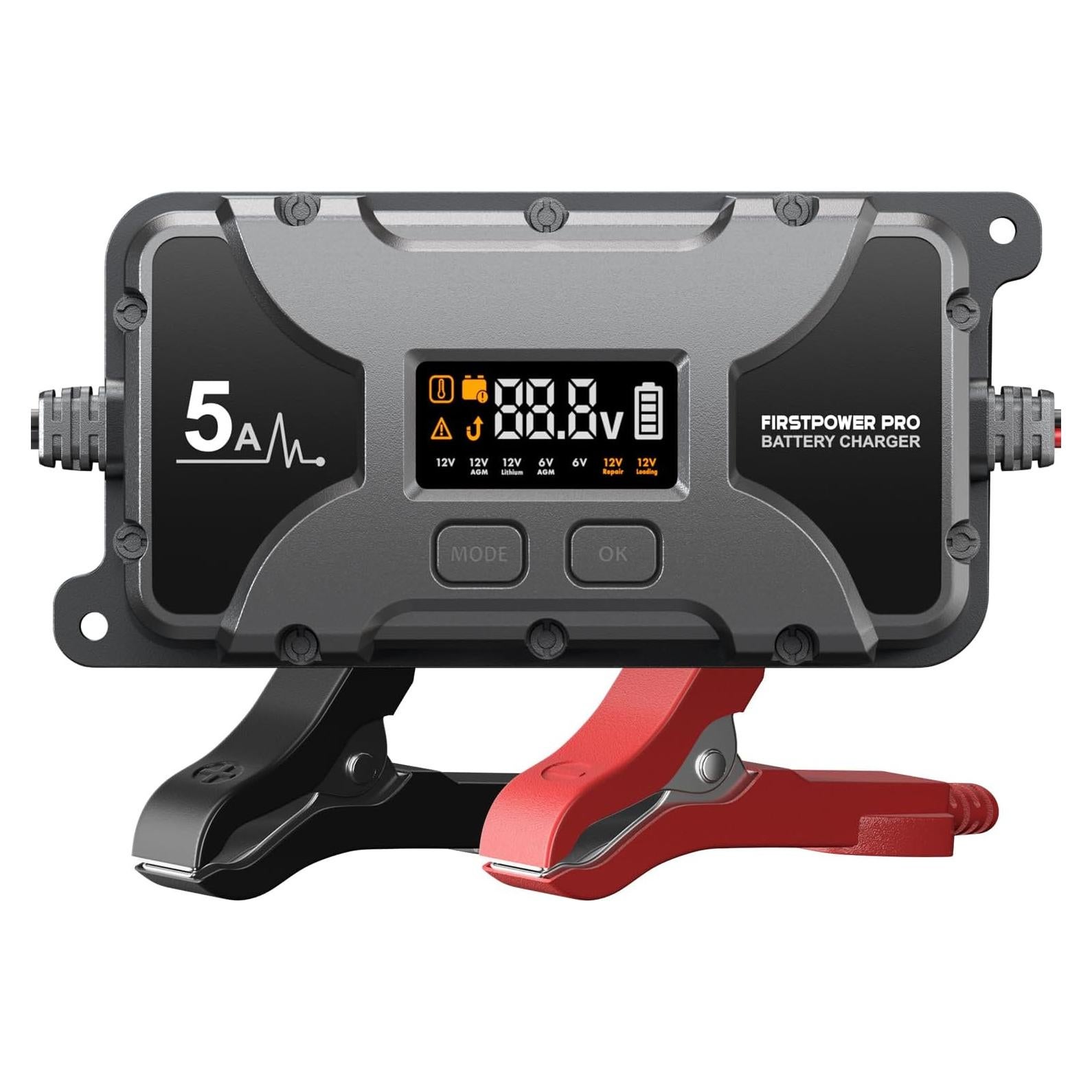 Cargador de Batería 5A FirstPower Pro 12V 6V con Pantalla LCD