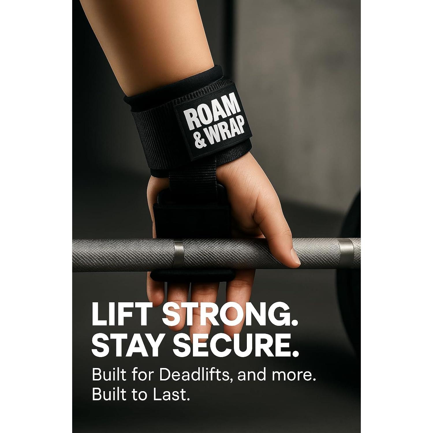 Ganchos de Levantamiento de Pesas Roam & Wrap con Acolchado Neopreno