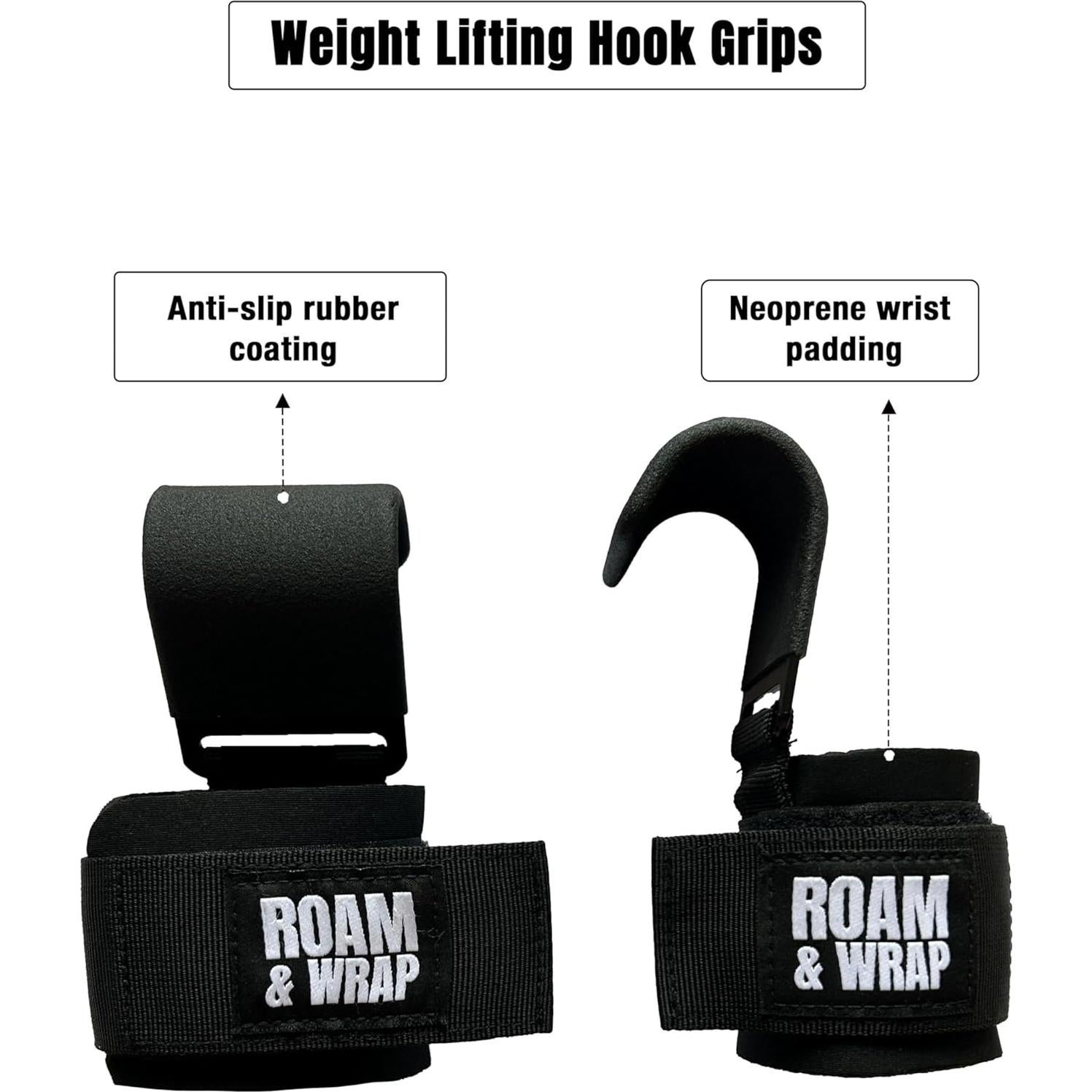 Ganchos de Levantamiento de Pesas Roam & Wrap con Acolchado Neopreno