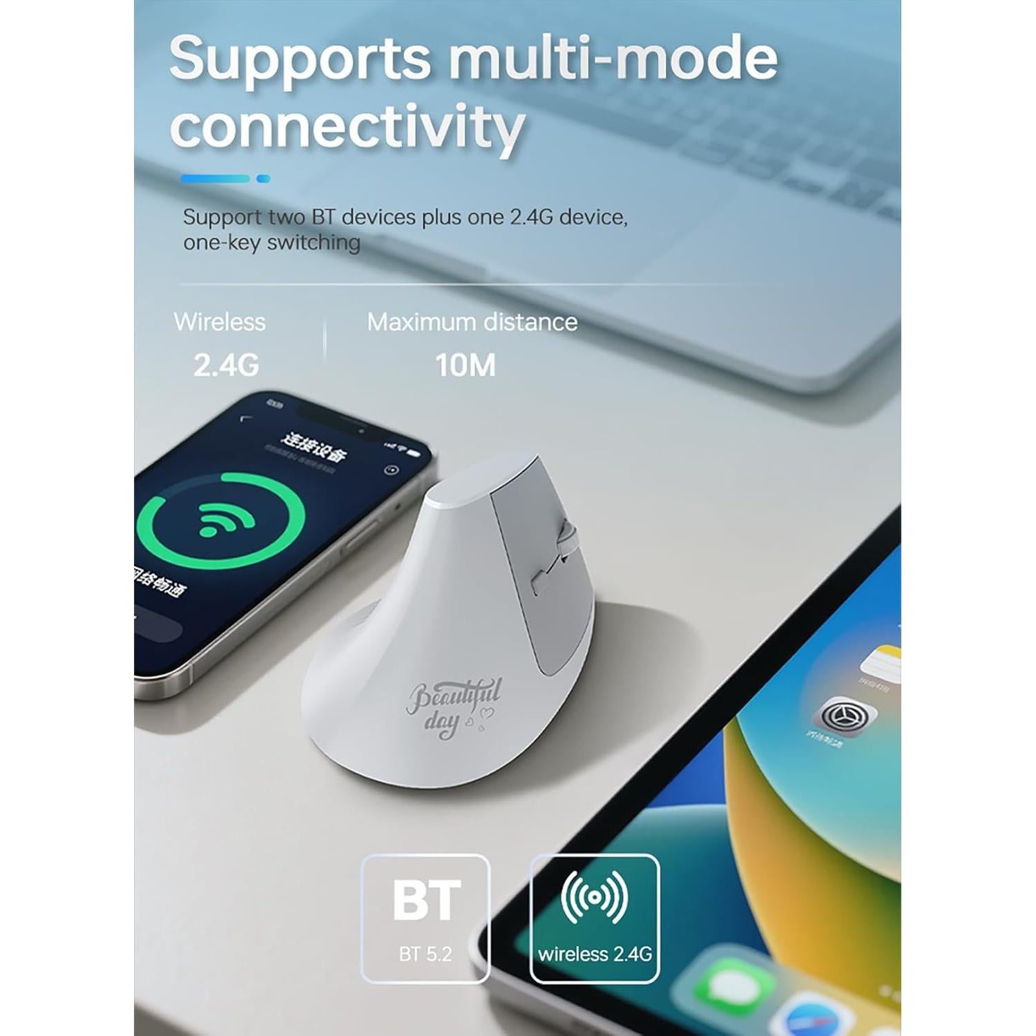 Ratón Inalámbrico Ergonómico Lomiluskr Recargable Negro