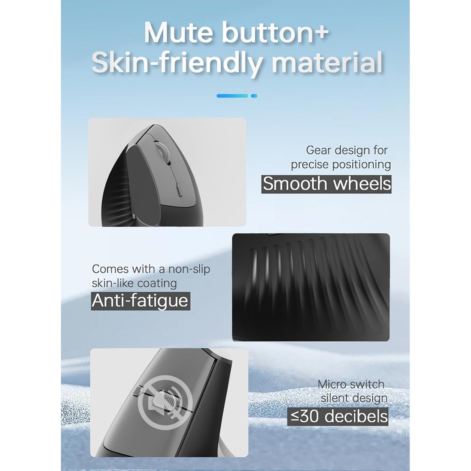 Ratón Inalámbrico Ergonómico Lomiluskr Recargable Negro