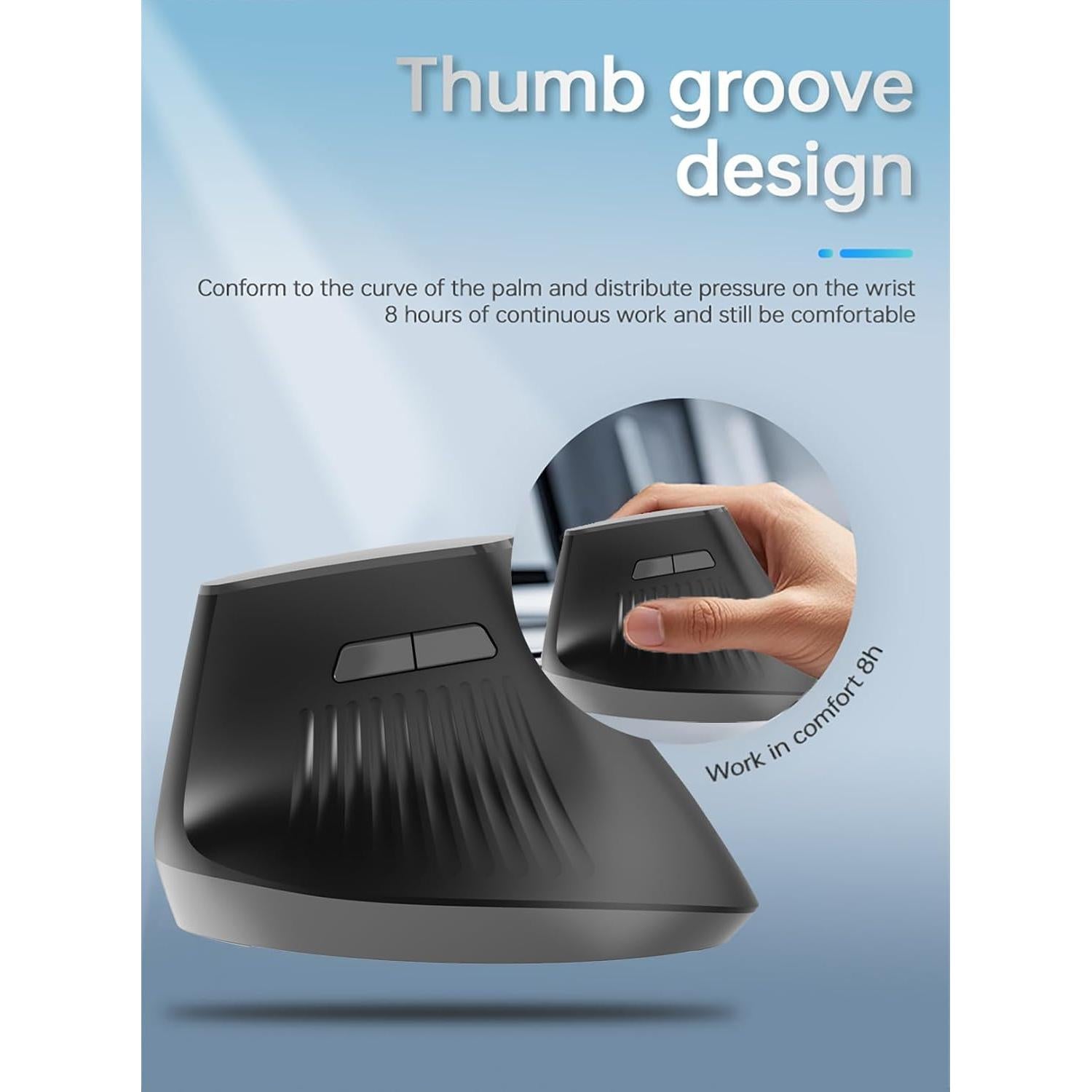 Ratón Inalámbrico Ergonómico Lomiluskr Recargable Negro