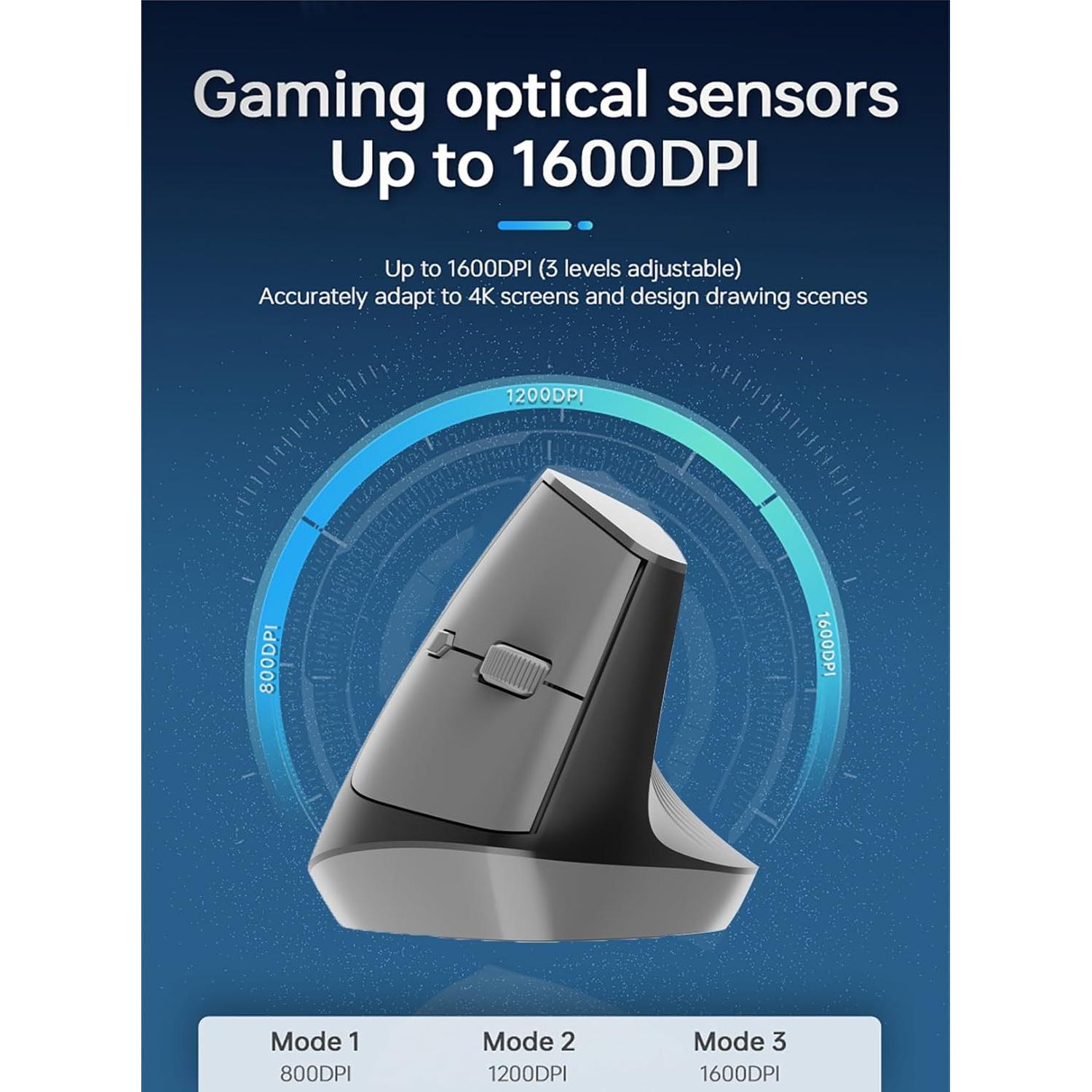 Ratón Inalámbrico Ergonómico Lomiluskr Recargable Negro