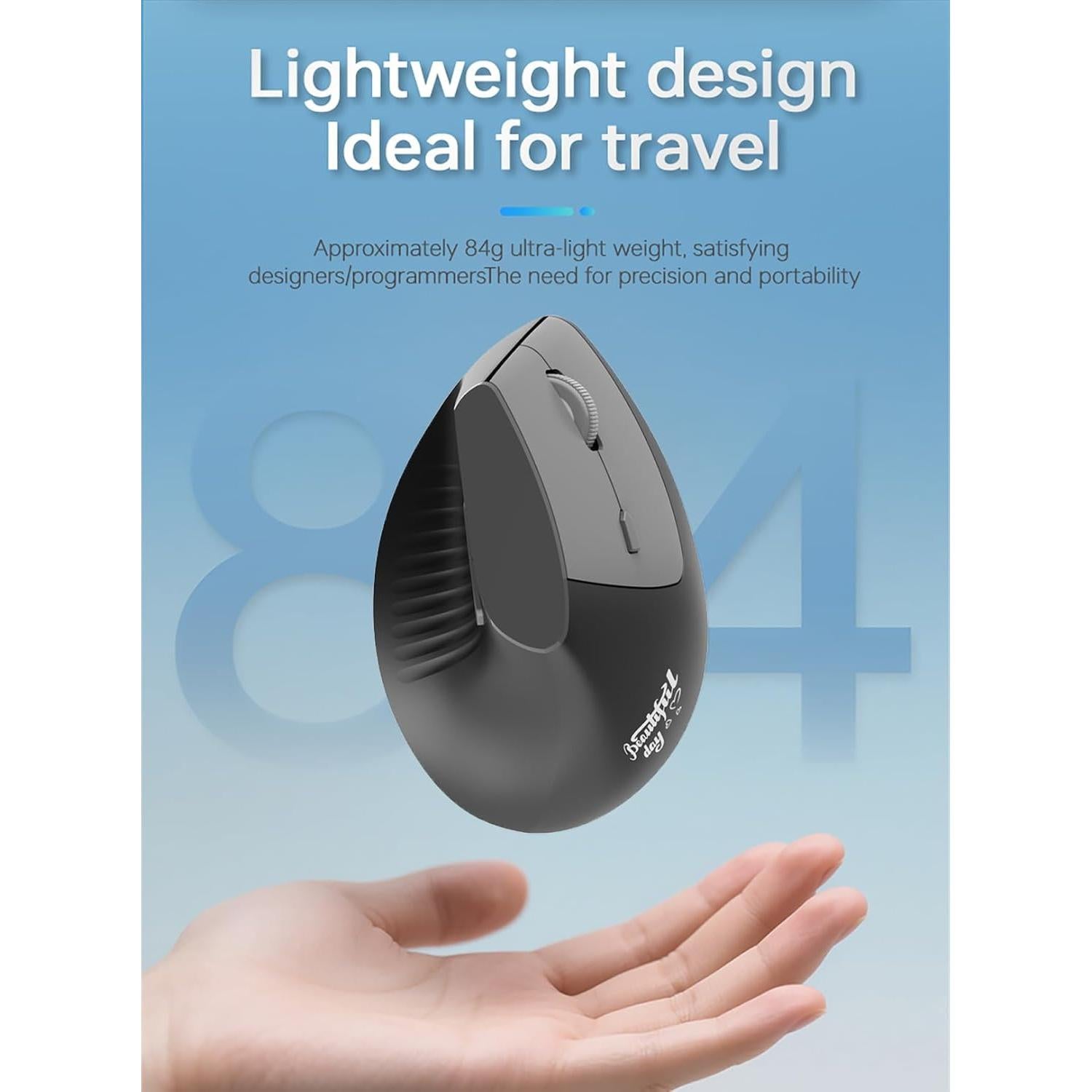 Ratón Inalámbrico Ergonómico Lomiluskr Recargable Negro