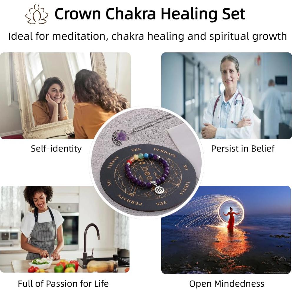Conjunto Sanación Chakra Corona Hypiisan - Collar y Pulsera