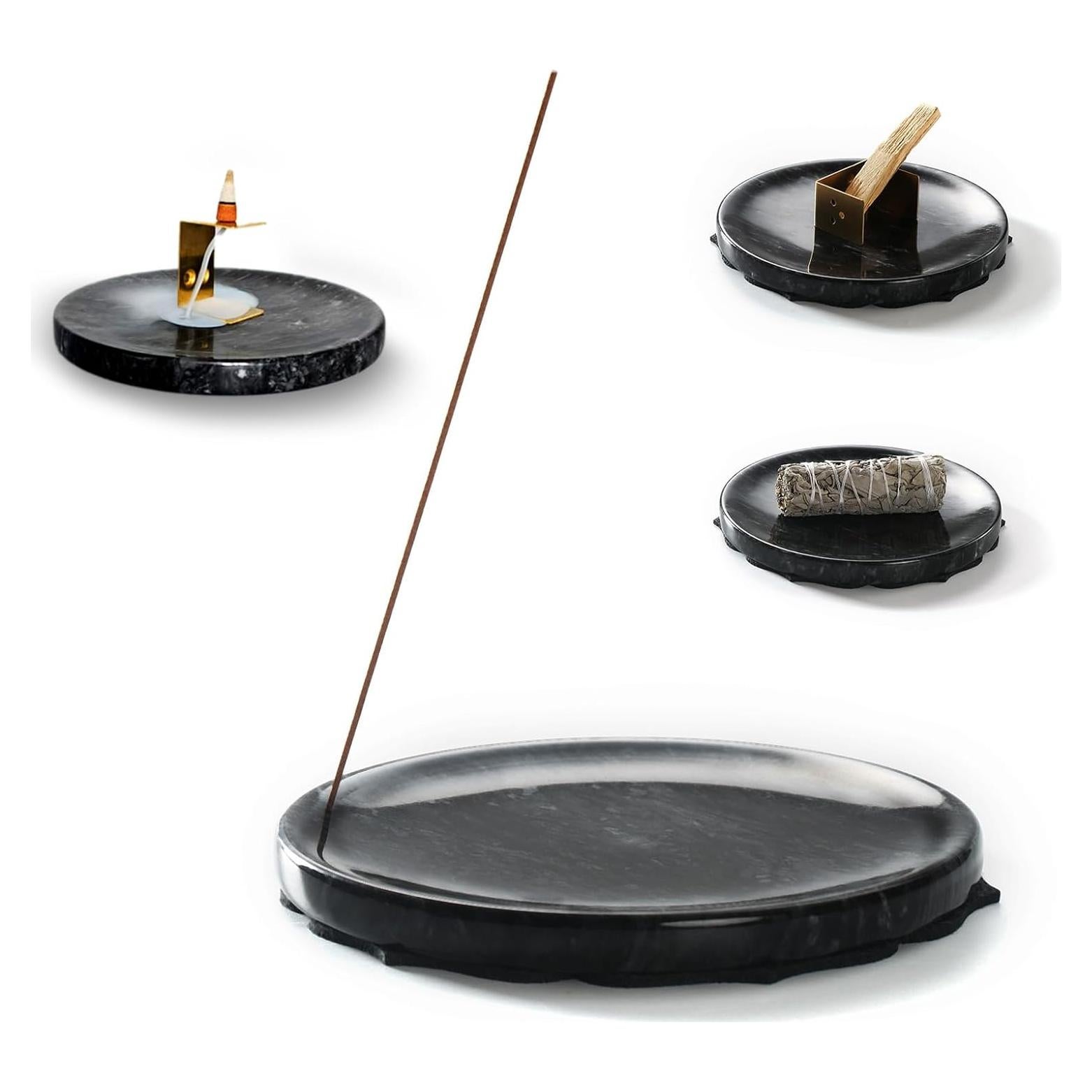 Soporte de Incienso de Mármol Negro Ember Echo 18x18 cm