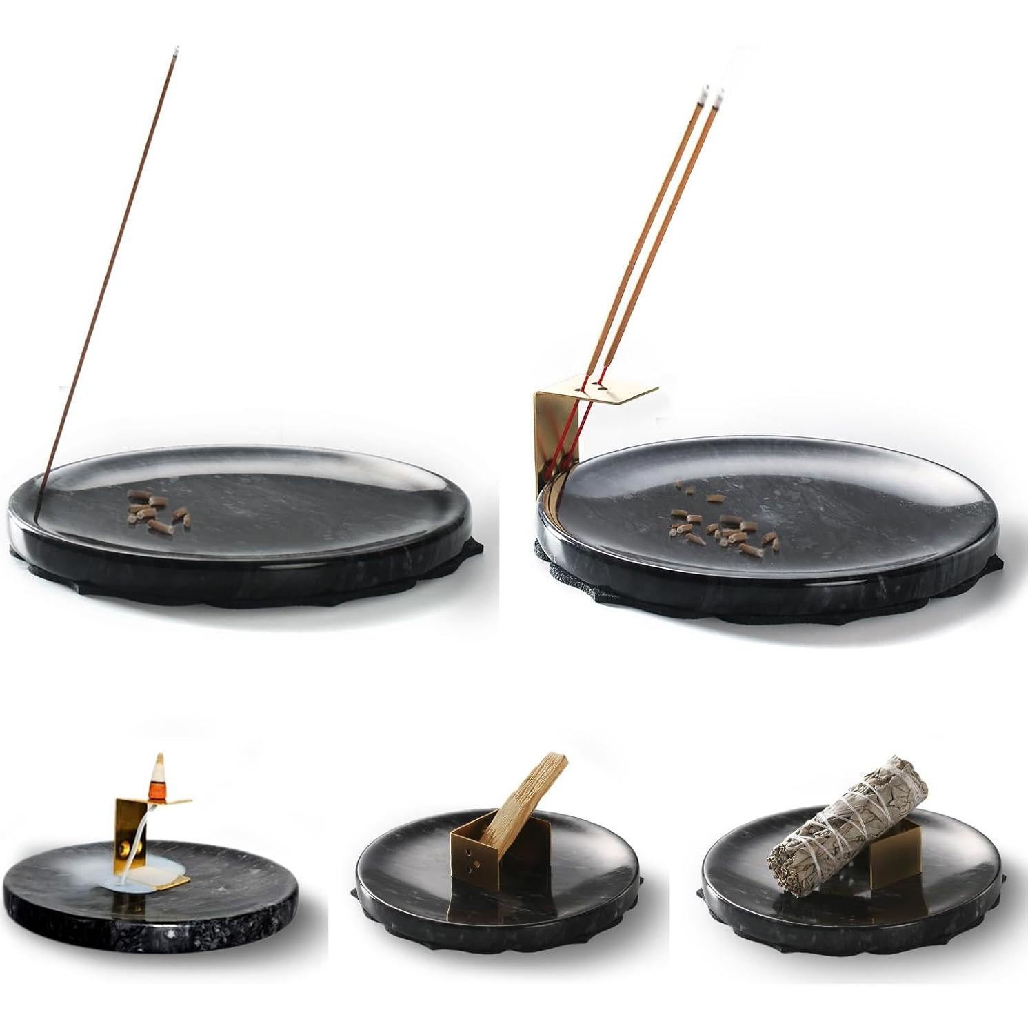 Soporte de Incienso de Mármol Negro Ember Echo 18x18 cm