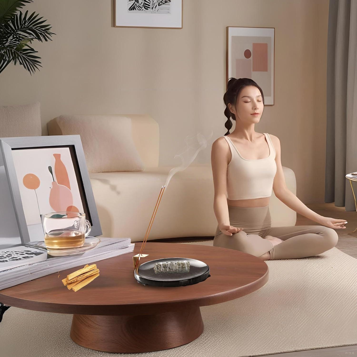 Soporte de Incienso de Mármol Negro Ember Echo 18x18 cm