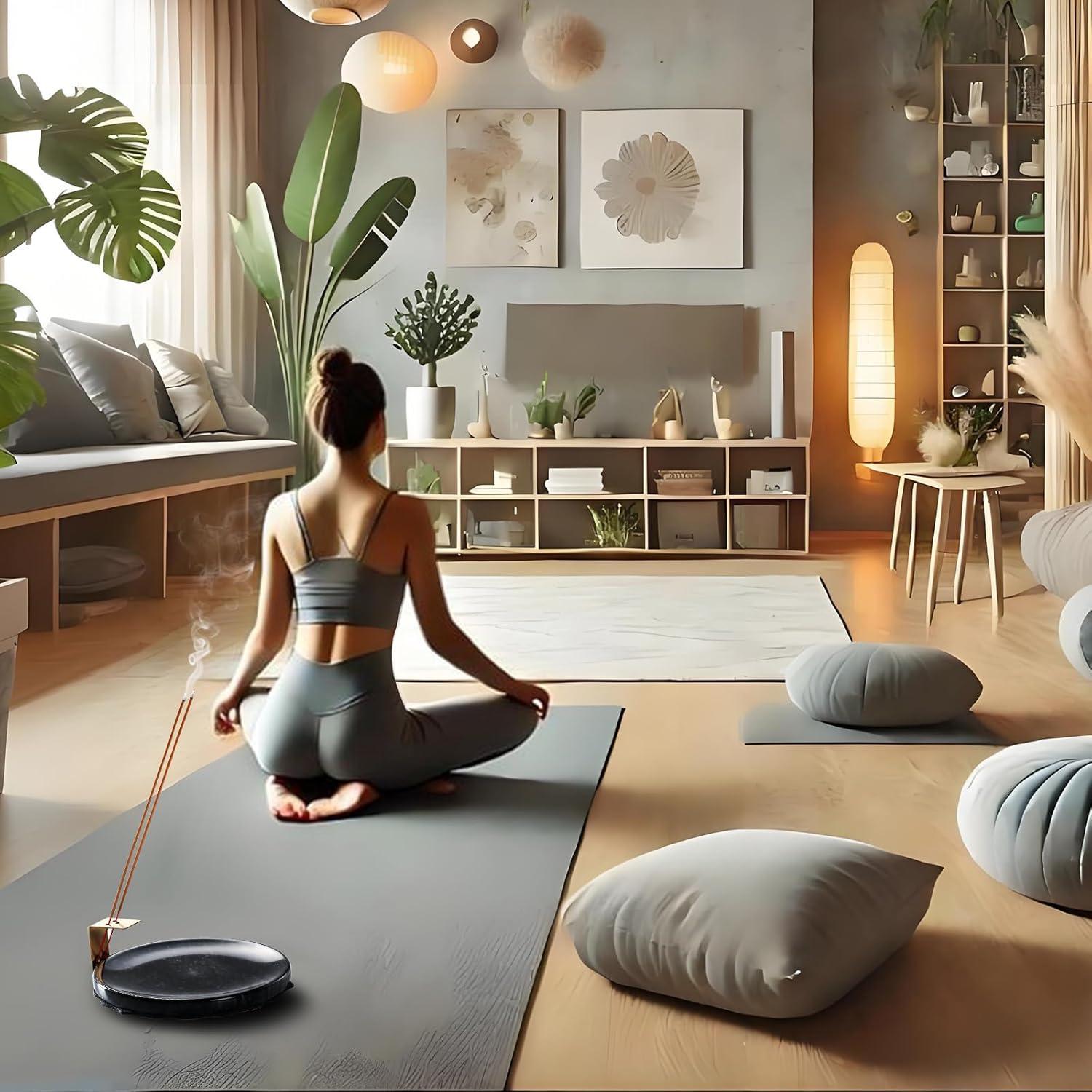 Soporte de Incienso de Mármol Negro Ember Echo 18x18 cm