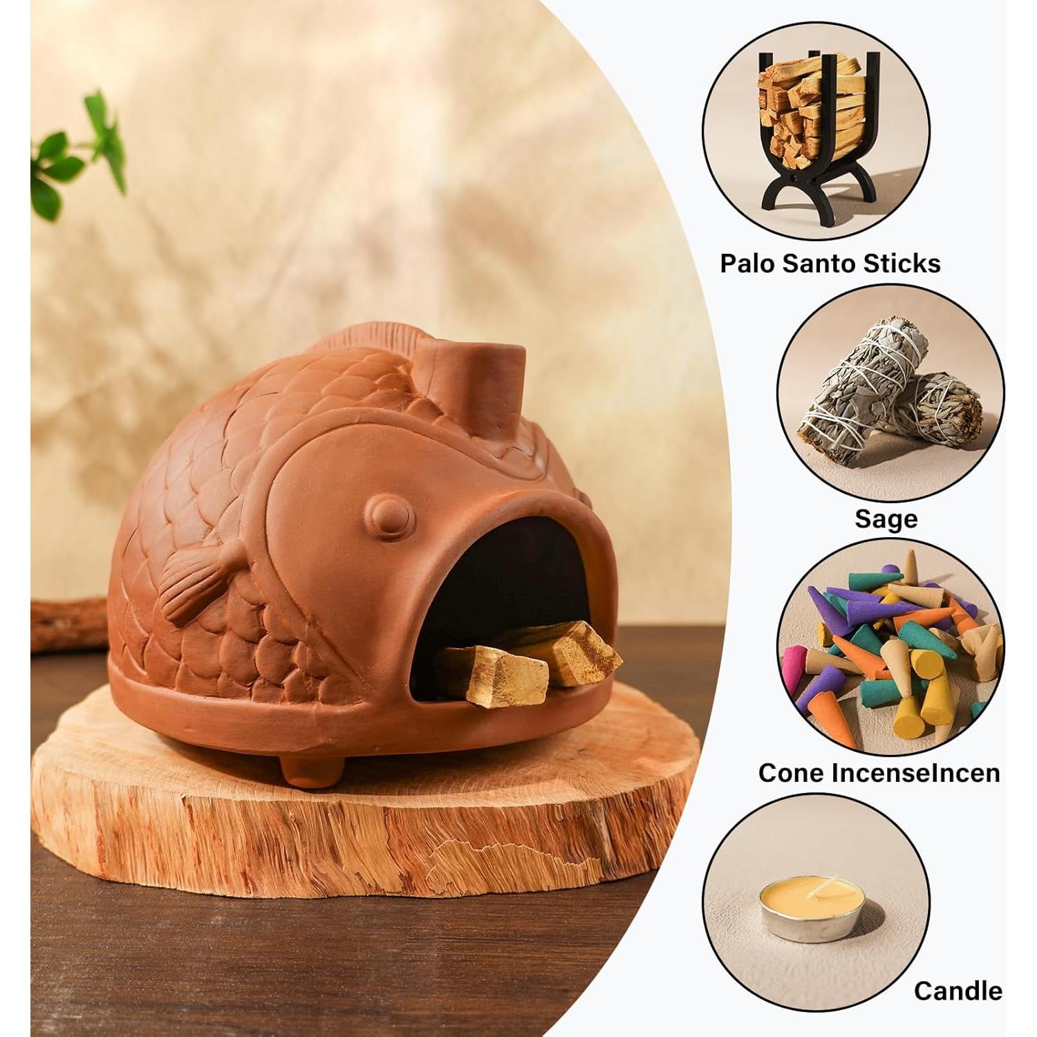 Soporte de Palo Santo en Forma de Pez Grande MOUGIGI - Terracota