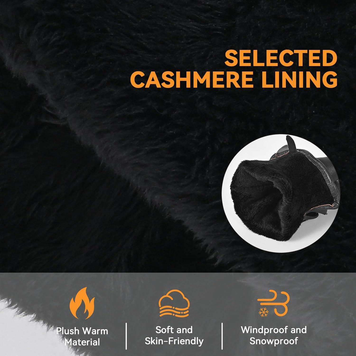 Guantes de cuero de oveja POONWEI para hombres - Forro polar cálido