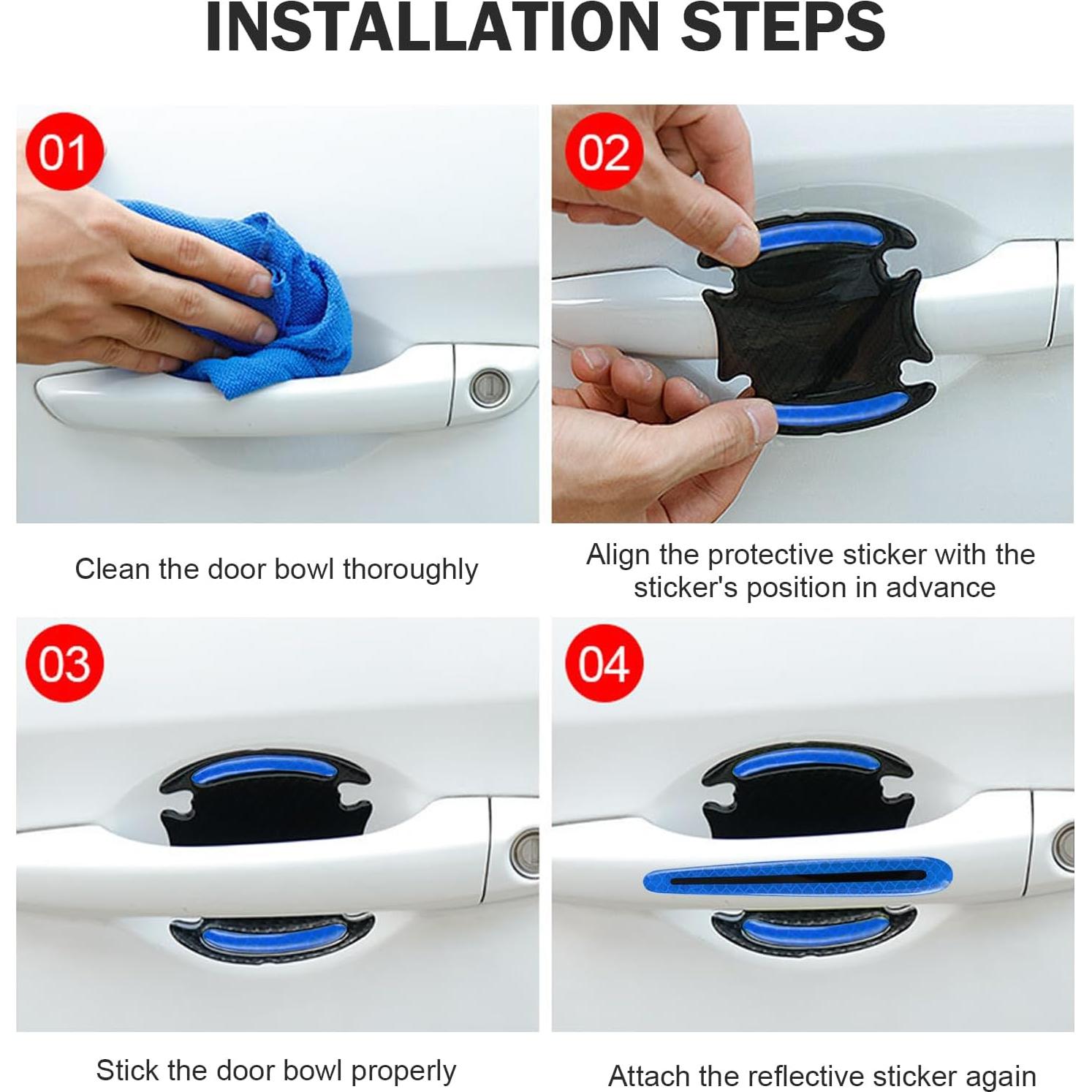 Protector de Manija de Puerta de Coche Ferianl 8 Piezas Azul