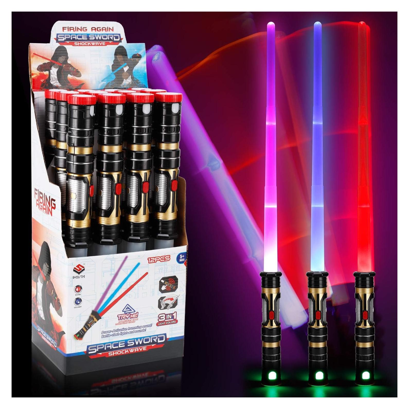 Juego de 12 Sables LED Liberty Imports - Espadas Retráctiles con Sonido