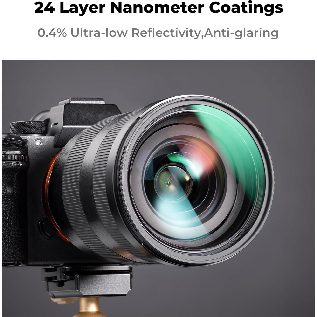 K&F CONCEPT 49mm CPL MCUV ND1000 Lens Filter 2 Lens Caps Kits Waterproof Polarizing + UV Protection + Fixed Neutral Density Camera Lens Filter with 24 Layer Coatings