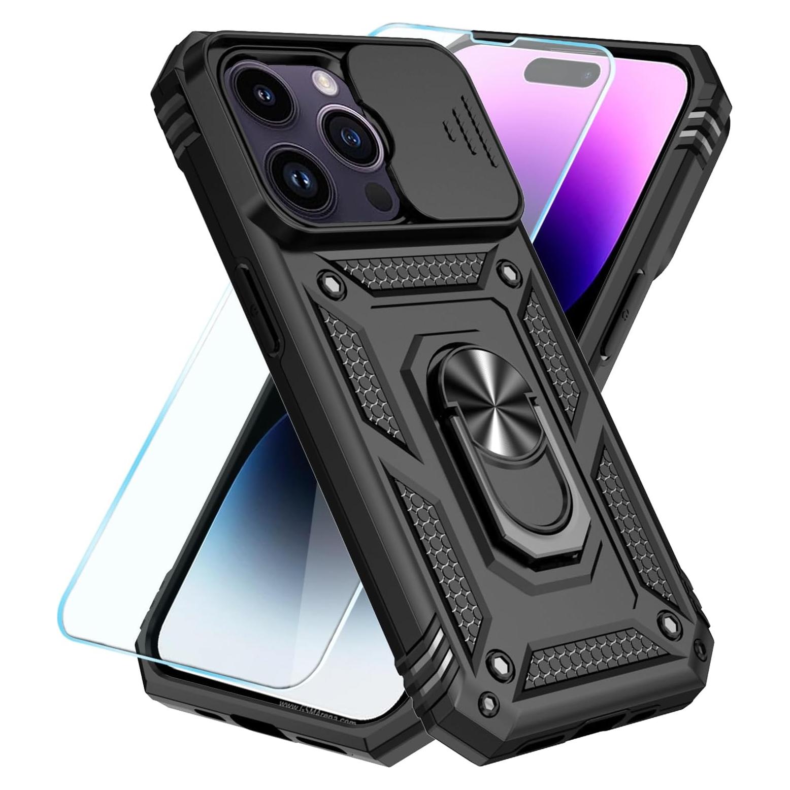 Funda SunStory para iPhone 14 Pro Max con Protector HD Negro